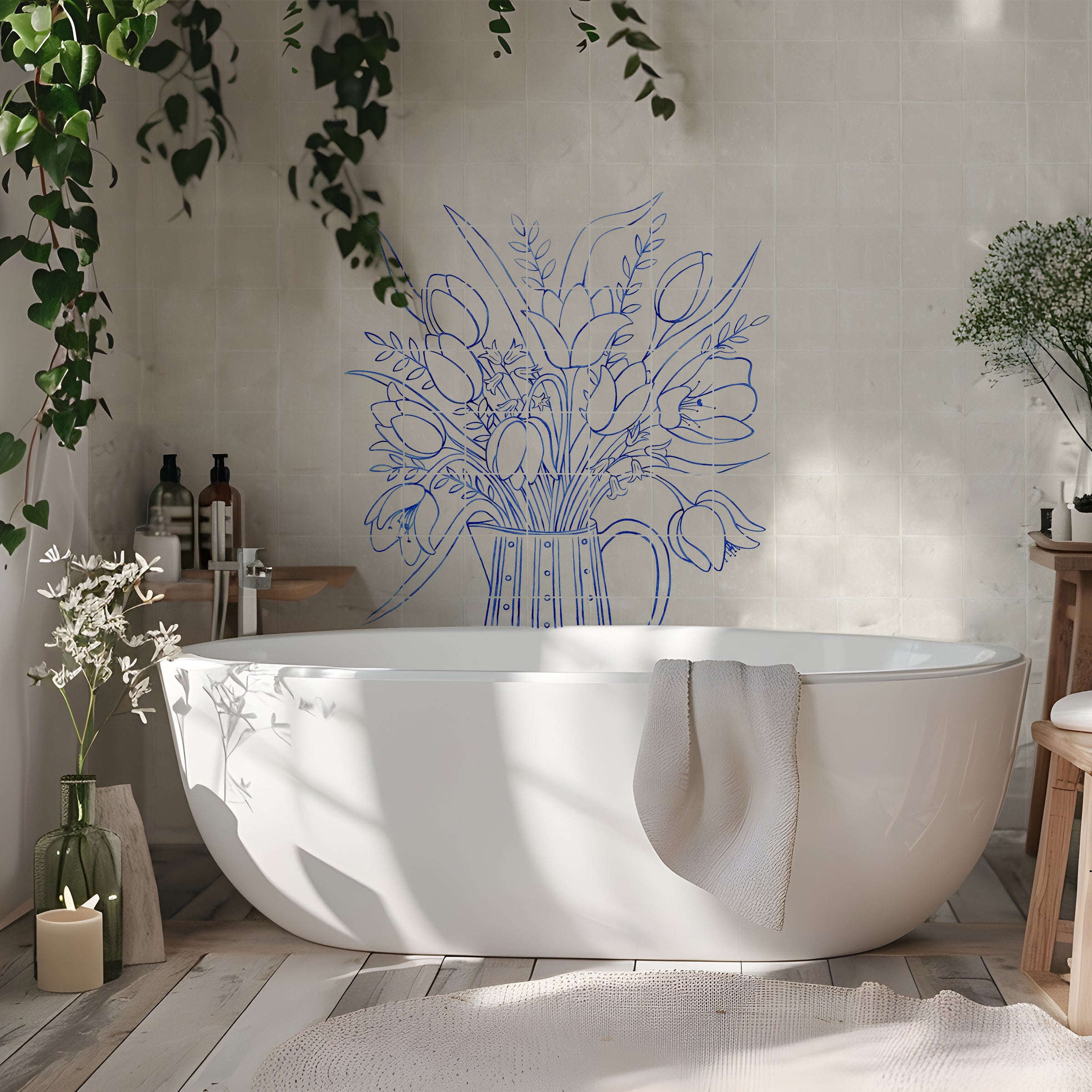 91x130cm Columbia Road Mural in Cobalt