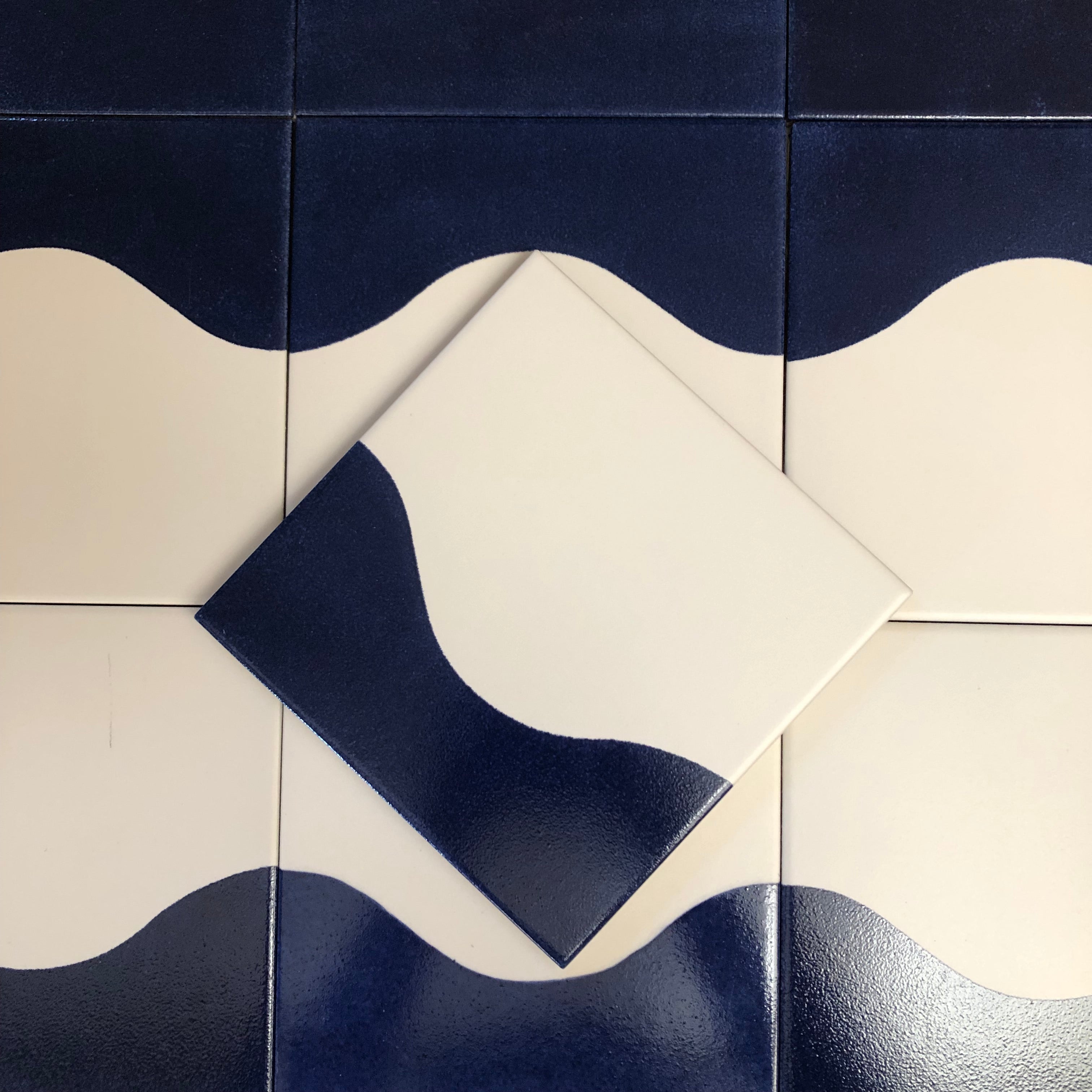 Seconds - Calico Wave Navy Floor Tile (Gloss Finish)
