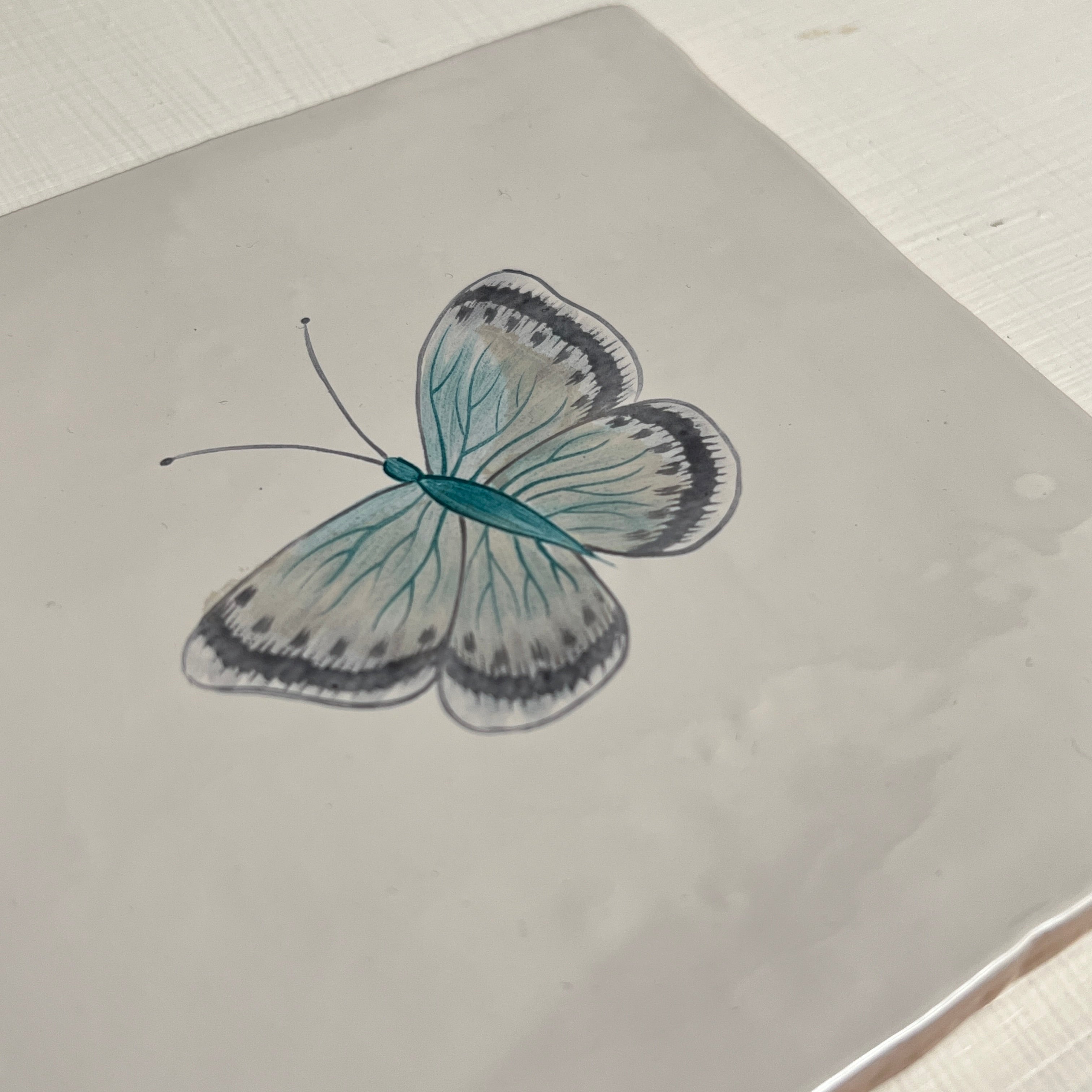 Seconds - Set of 2 Garden Insect Chalk Blue Butterfly on English (Left)