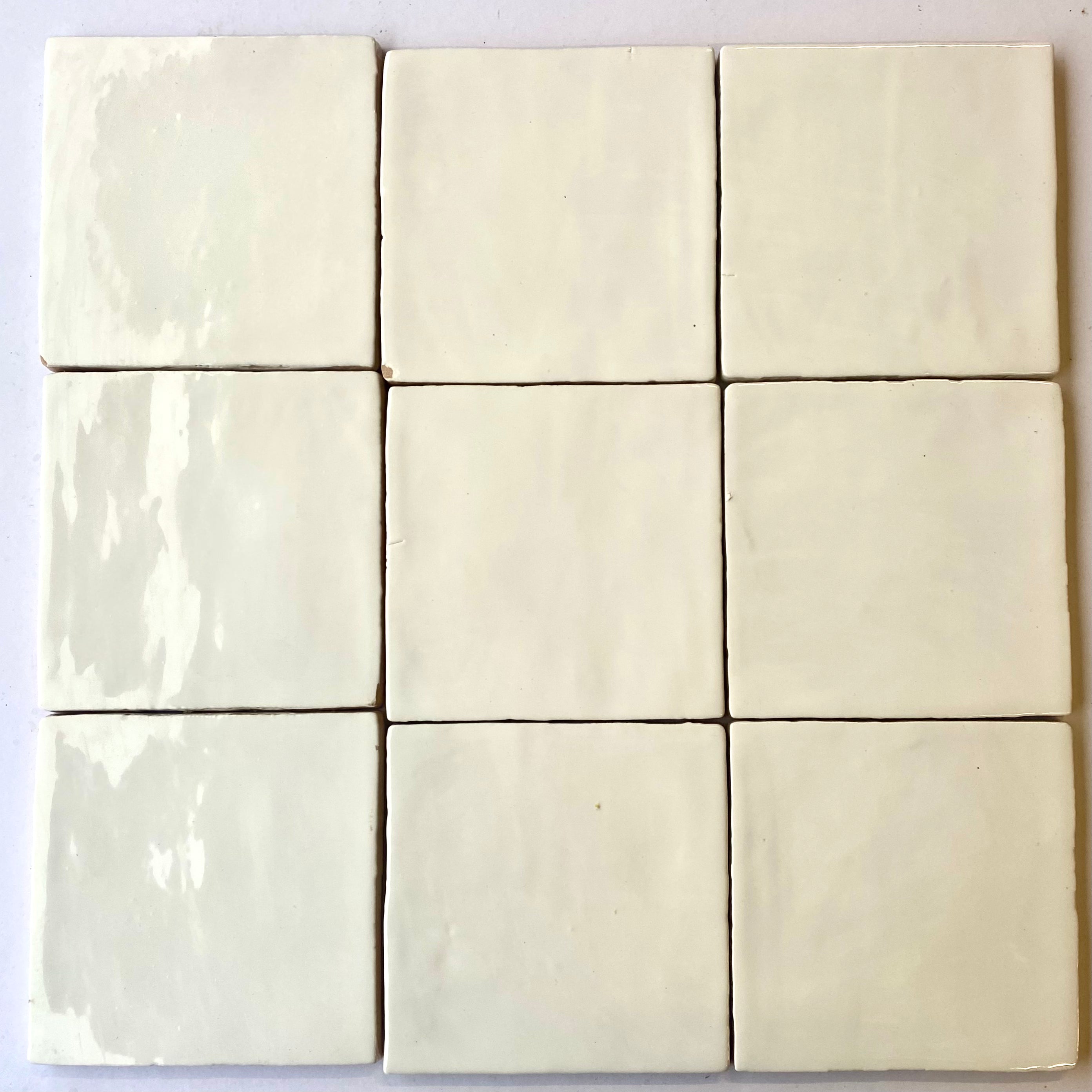 Seconds - Cornish White Plain Tiles - Brillo