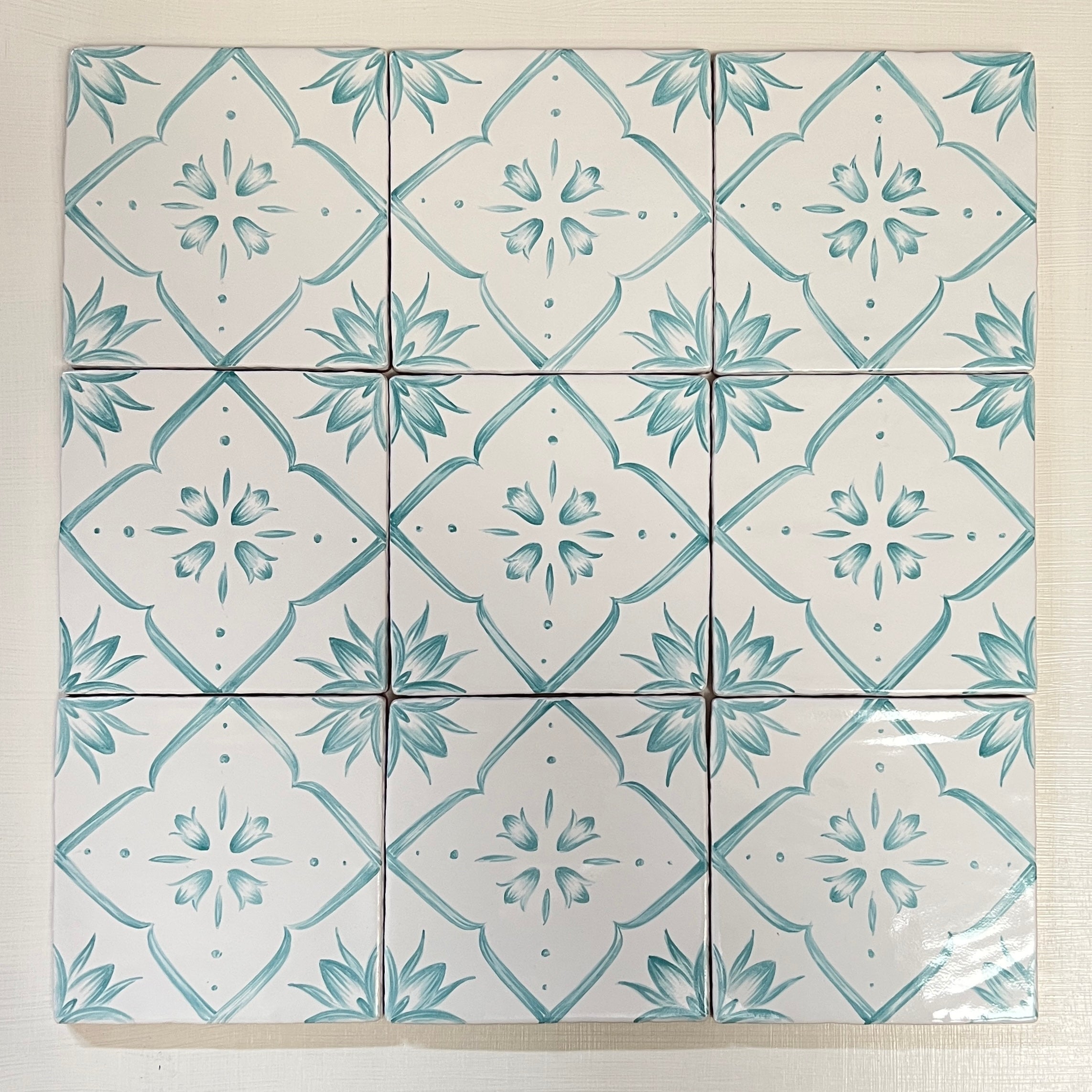 Seconds - Custom Floral Tiles on Cornish White