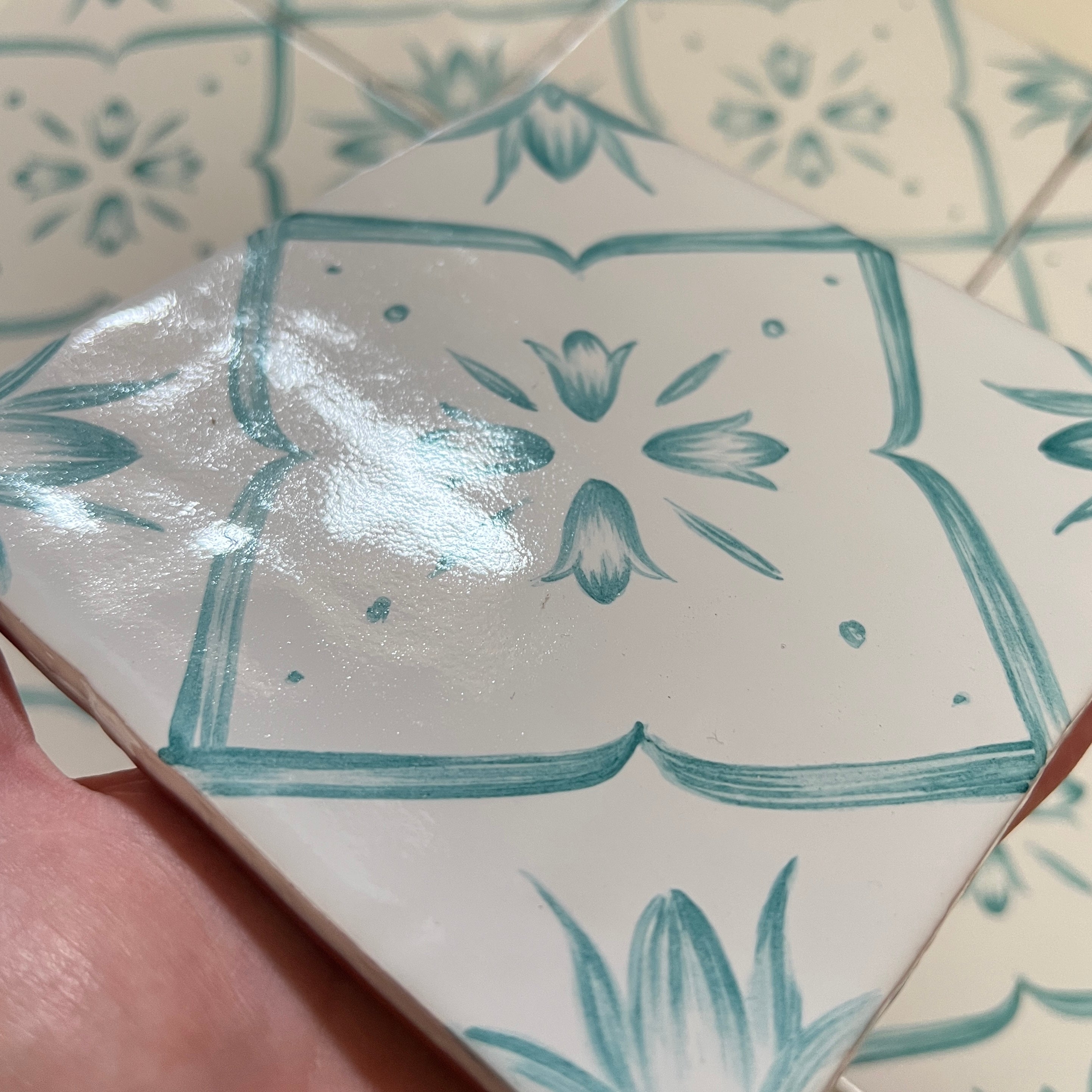 Seconds - Custom Floral Tiles on Cornish White