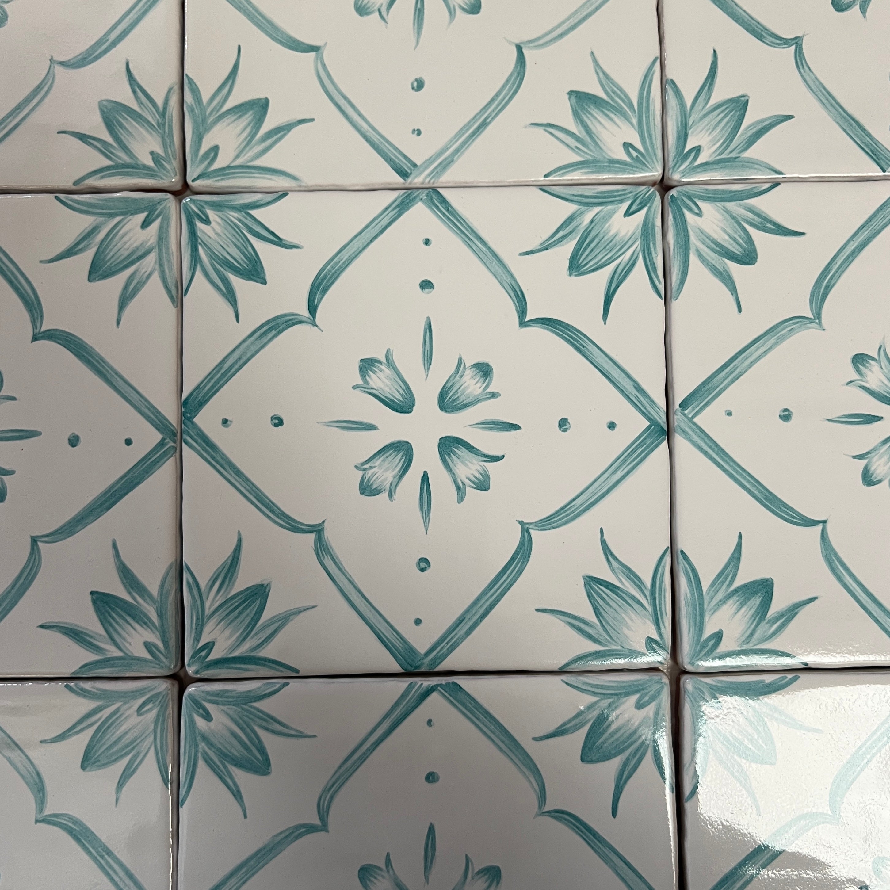 Seconds - Custom Floral Tiles on Cornish White