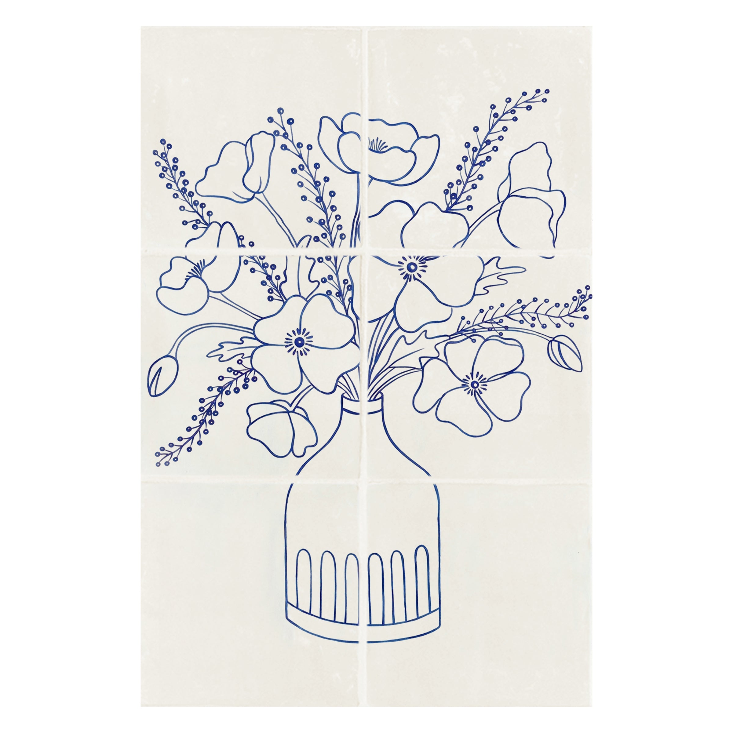16x39cm Columbia Road Mural in Cobalt