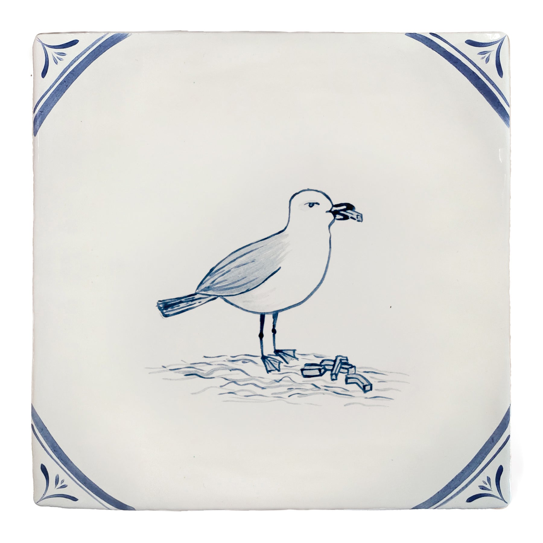 Cornish Delft Seagull with Chips