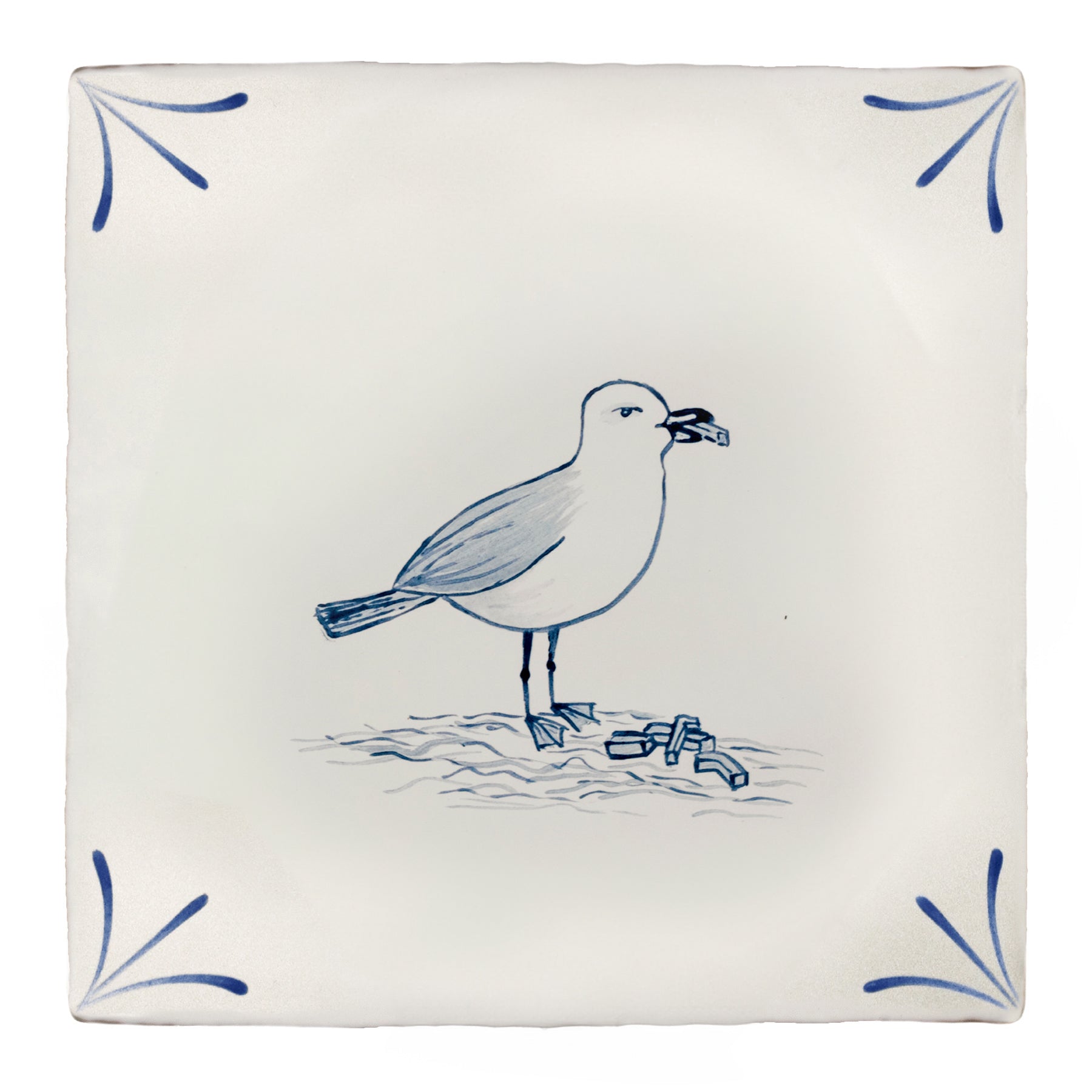 Cornish Delft Seagull with Chips