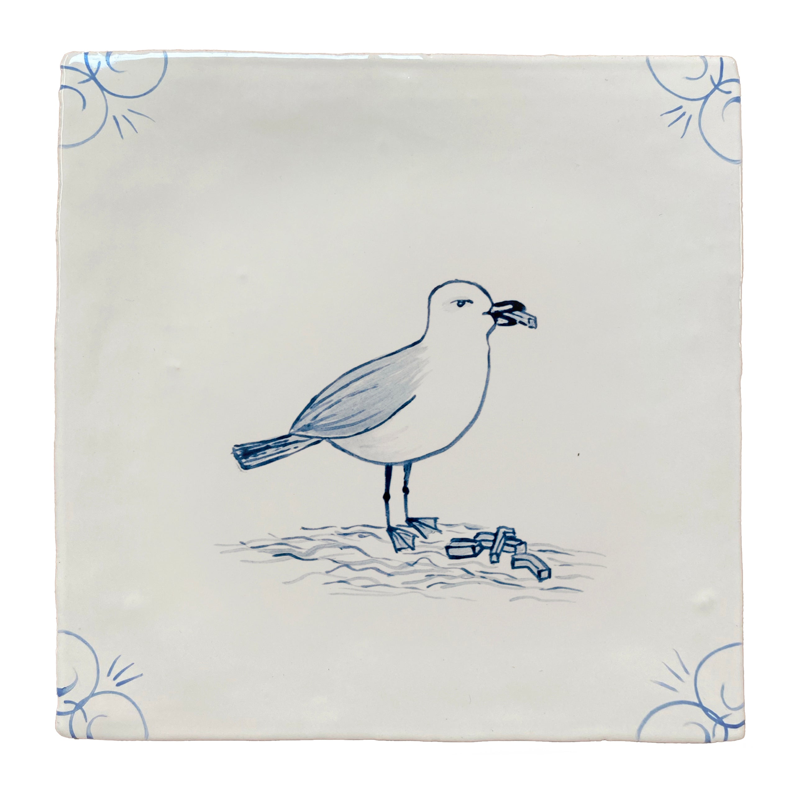 Cornish Delft Seagull with Chips