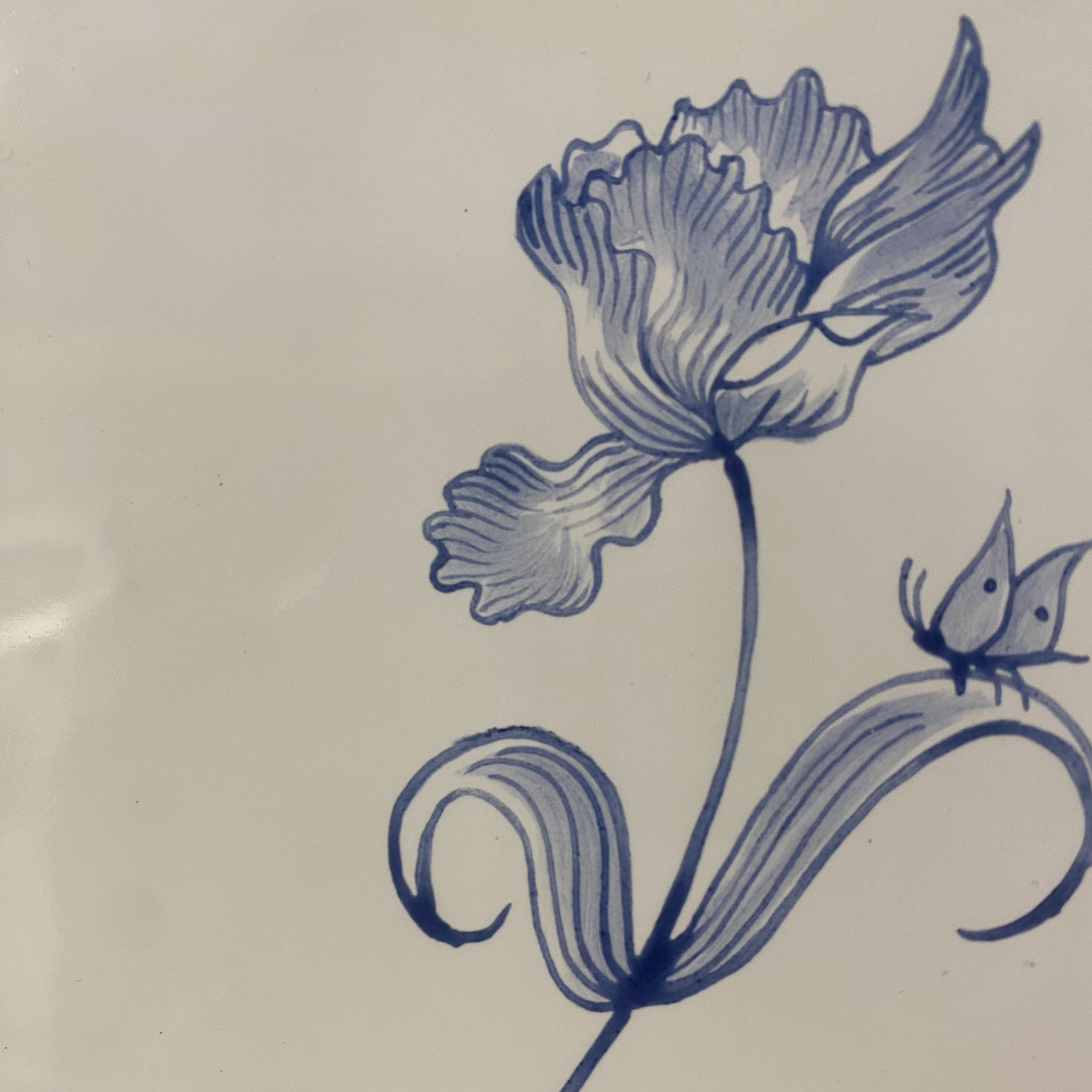Seconds - Flora Delft Tulip on Cornish (No Corners)
