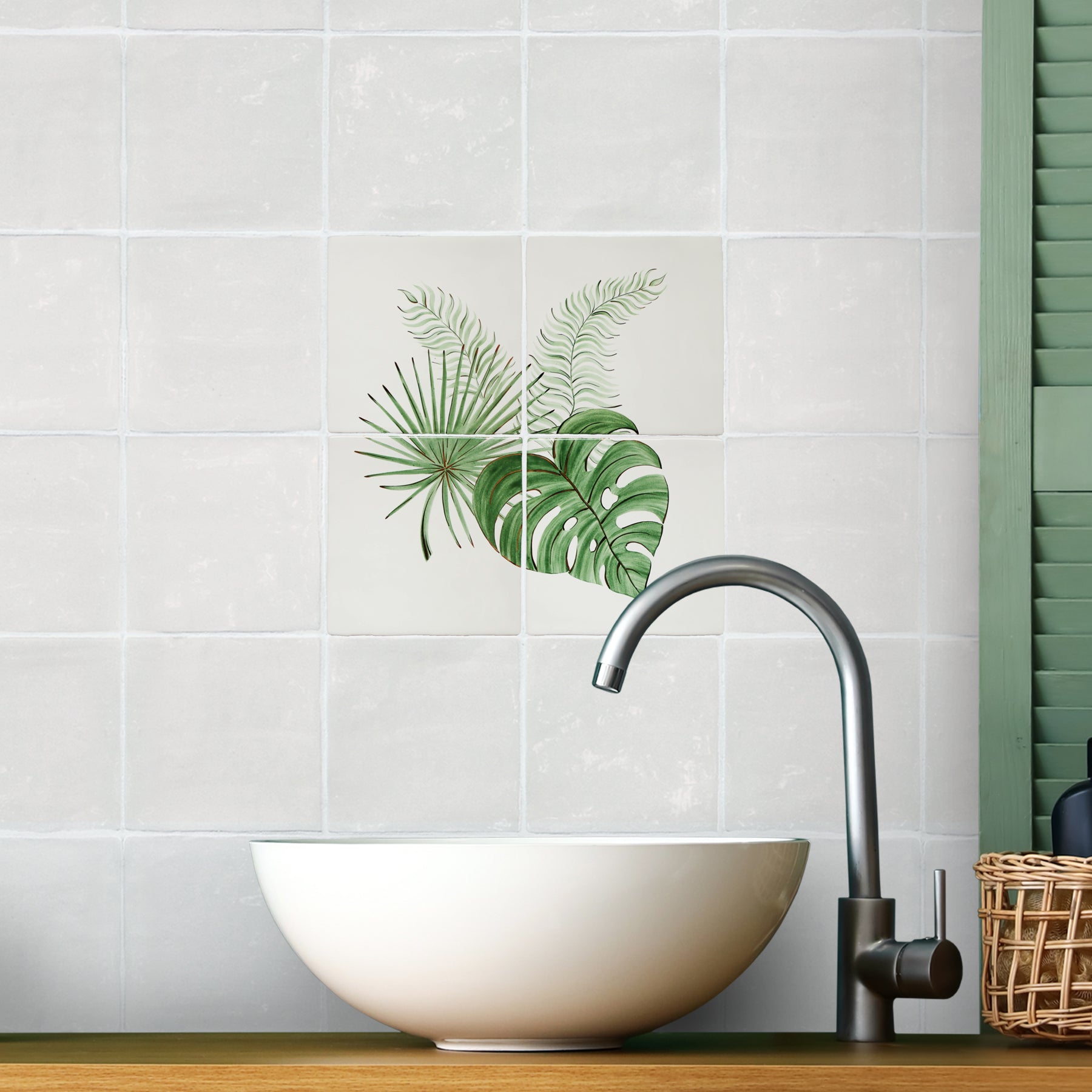 Glasshouse Boston, Monstera and Fan 4 Tile Mural
