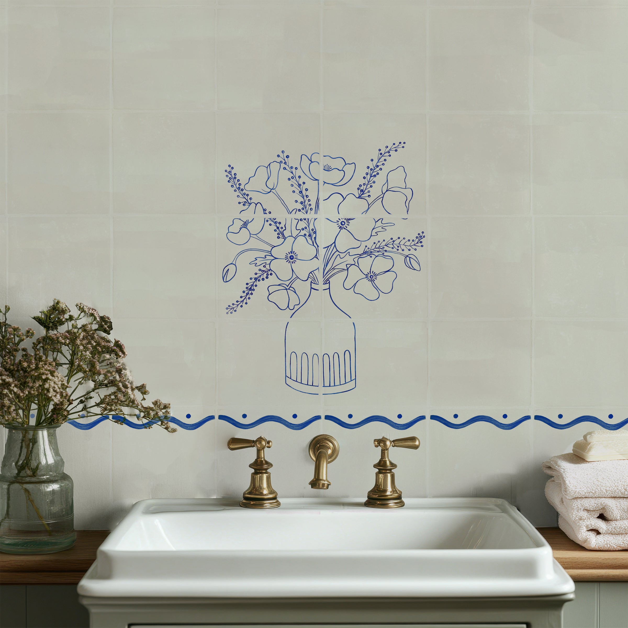 16x39cm Columbia Road Mural in Cobalt