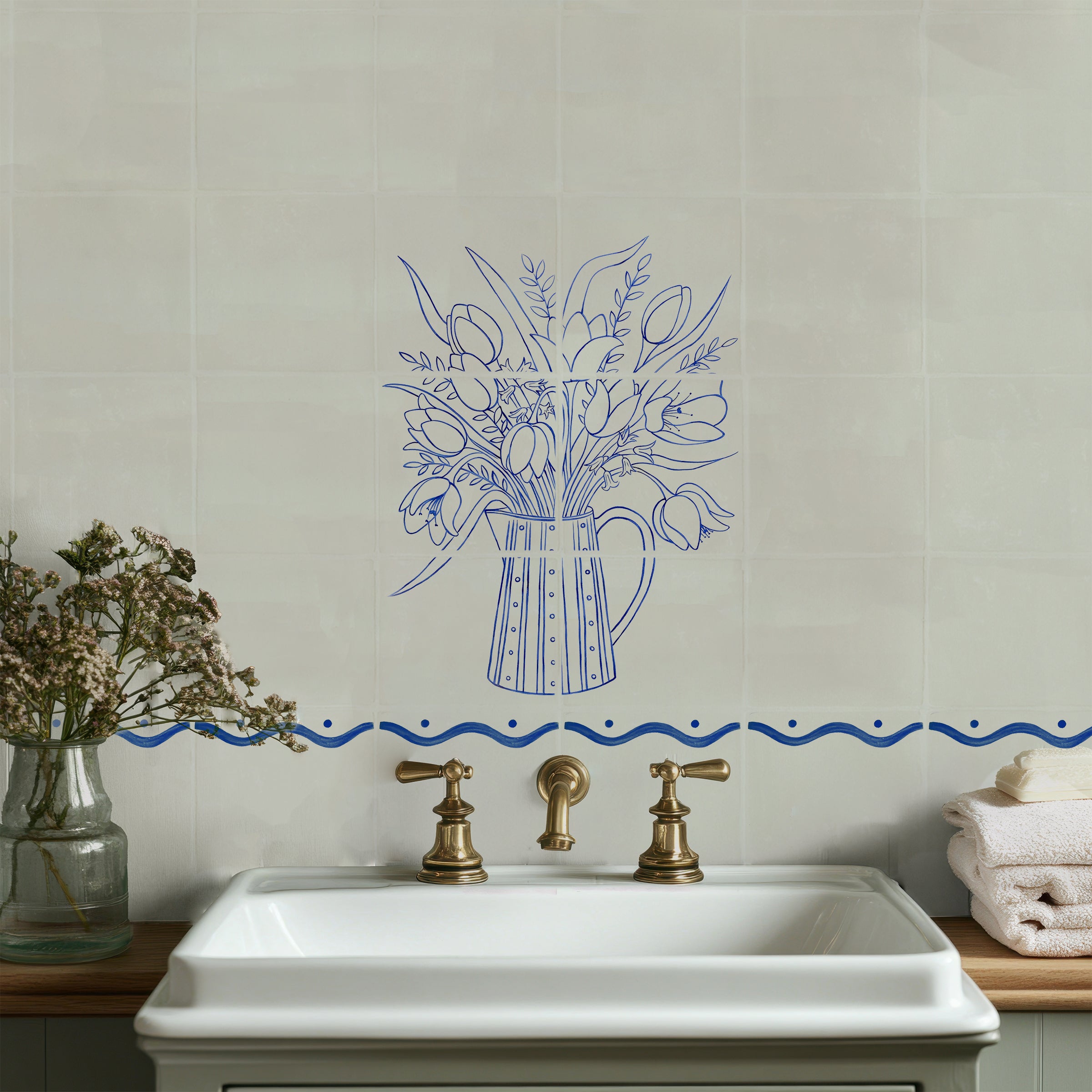 16x39cm Columbia Road Mural in Cobalt