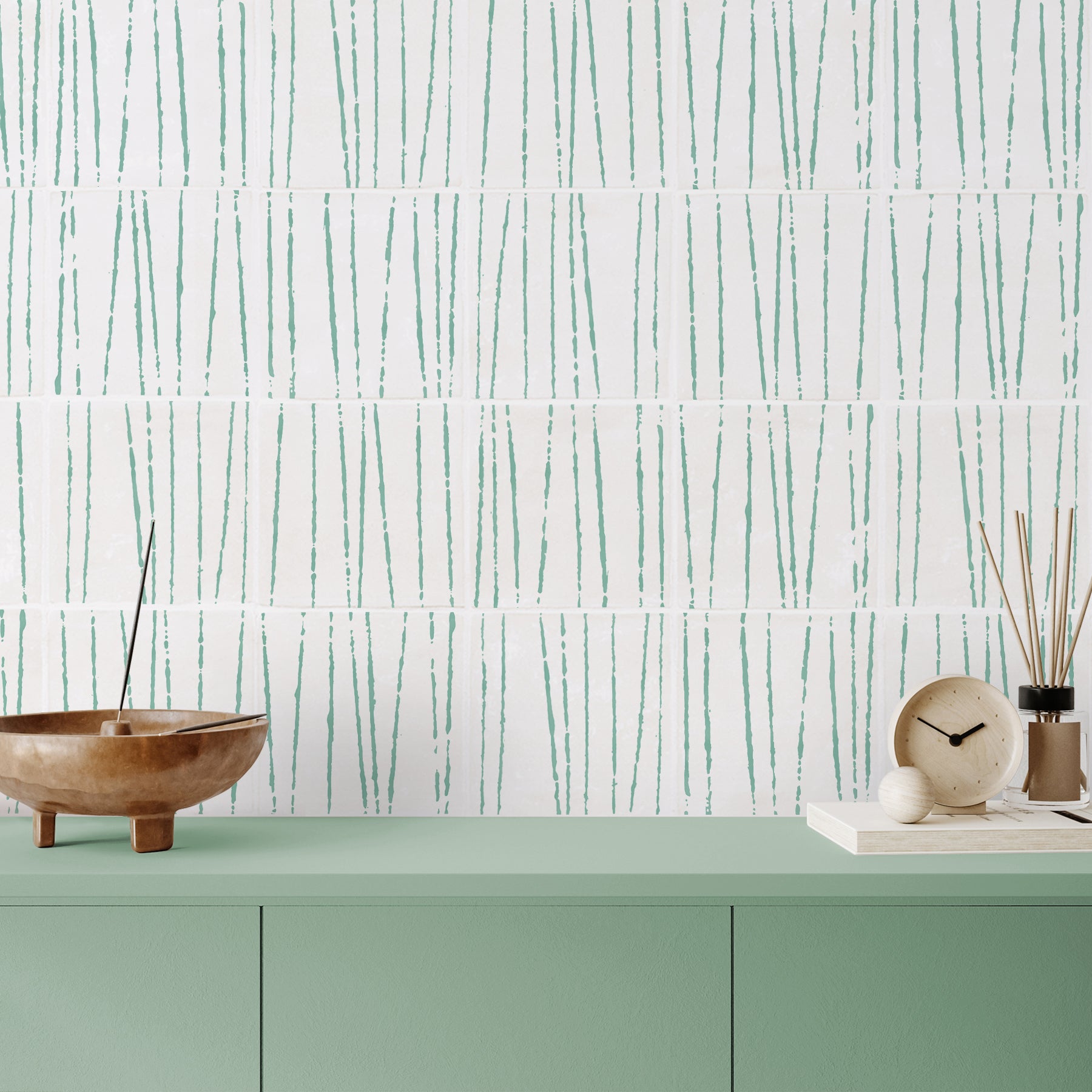 Birch tiles in Fern tiled in a linear pattern