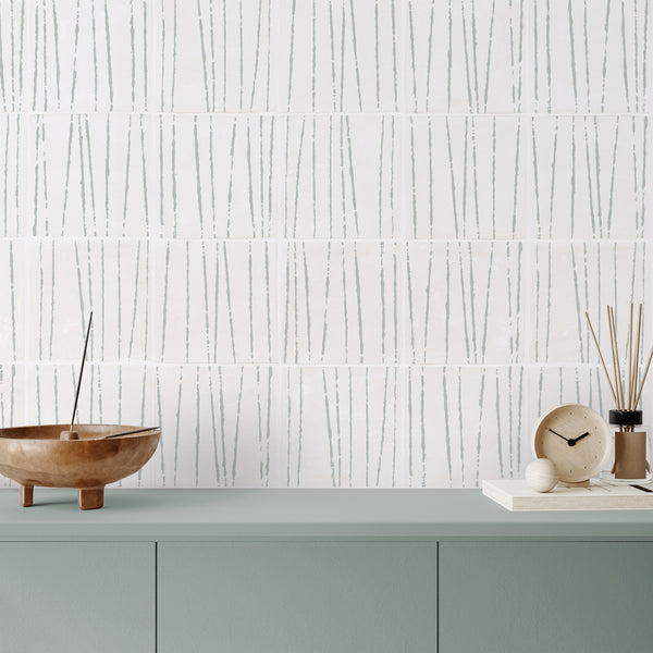 Linear design of Birch Willow tile in kitchen