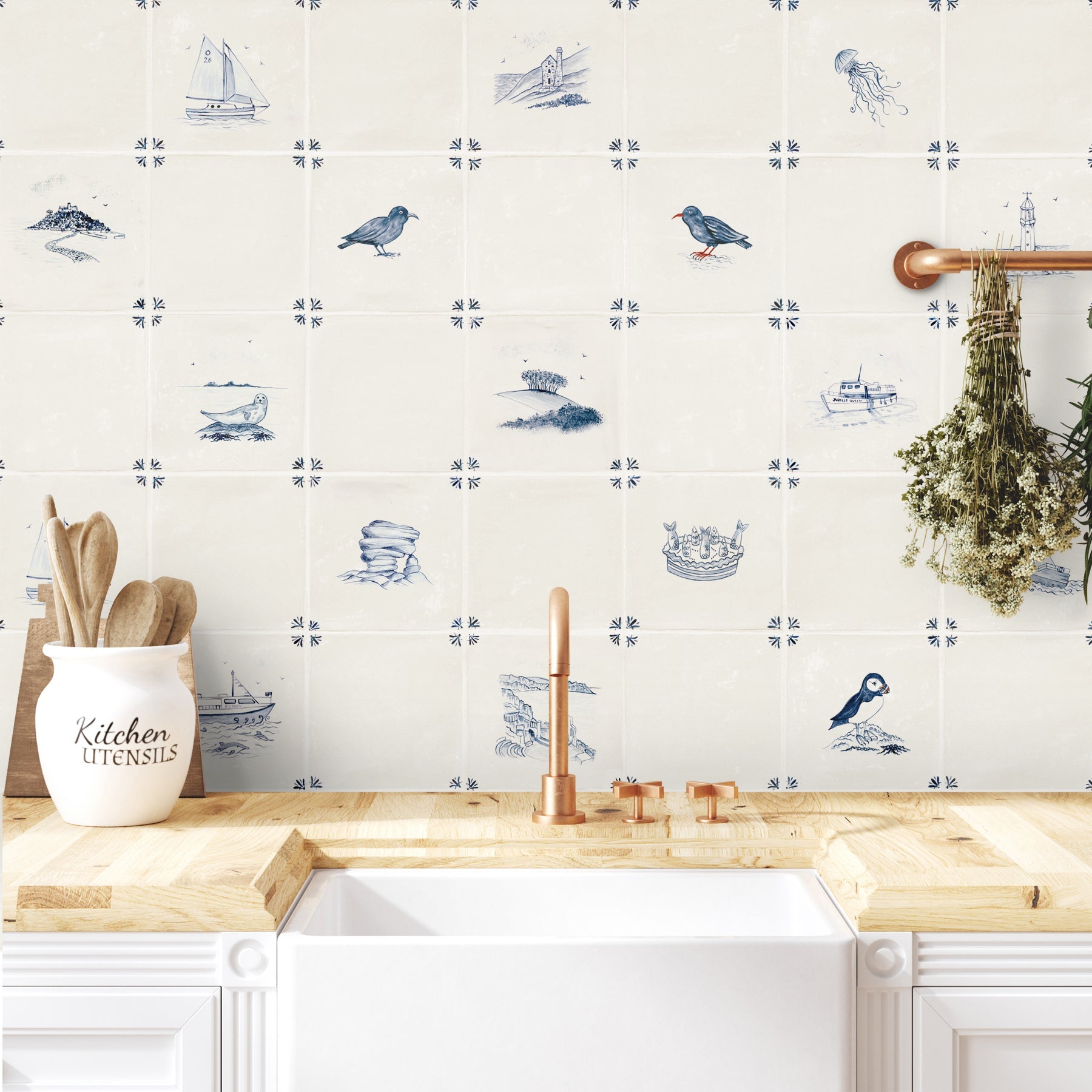 Cornish Delft Bathroom Tiles