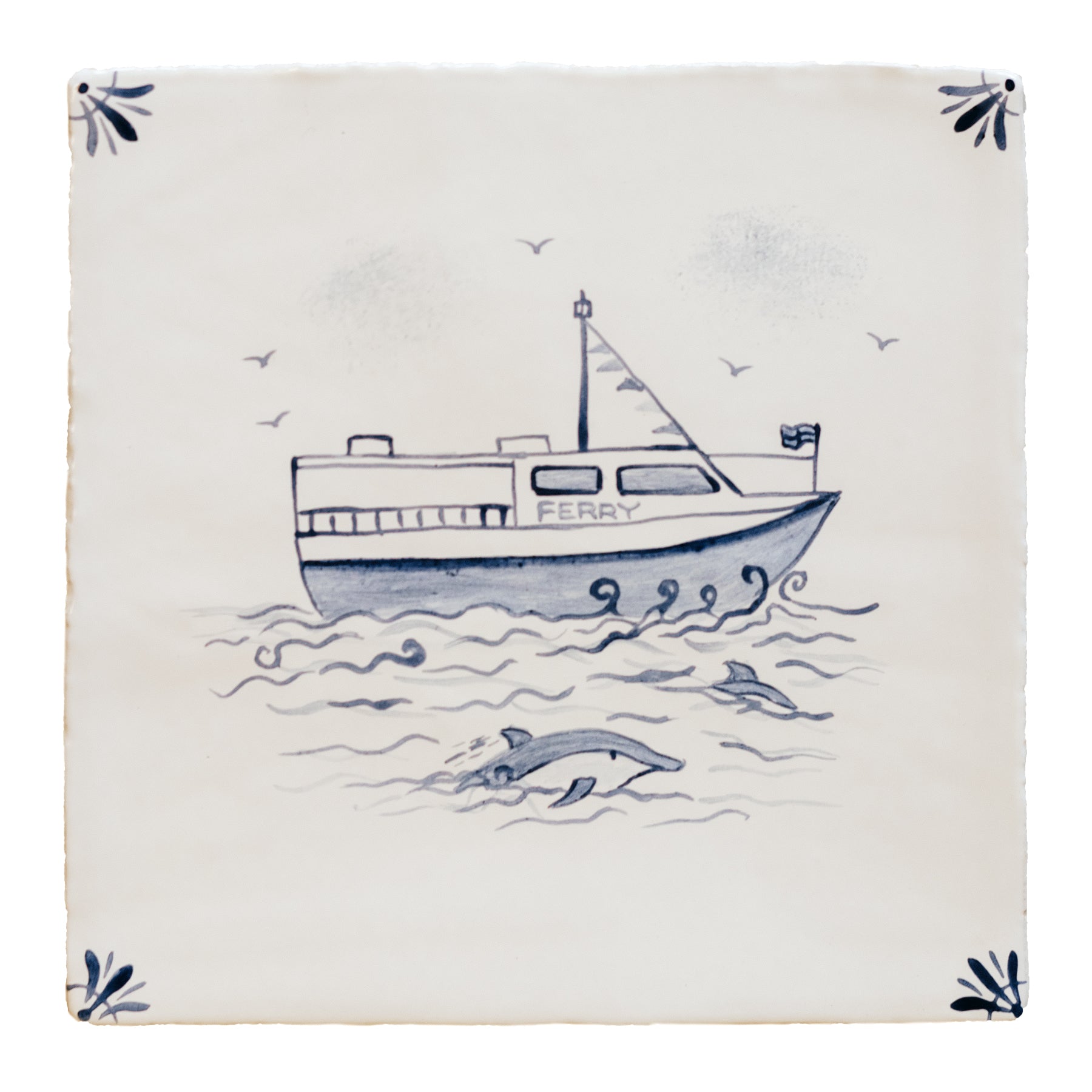 Cornish Delft Meva Ferry design tile