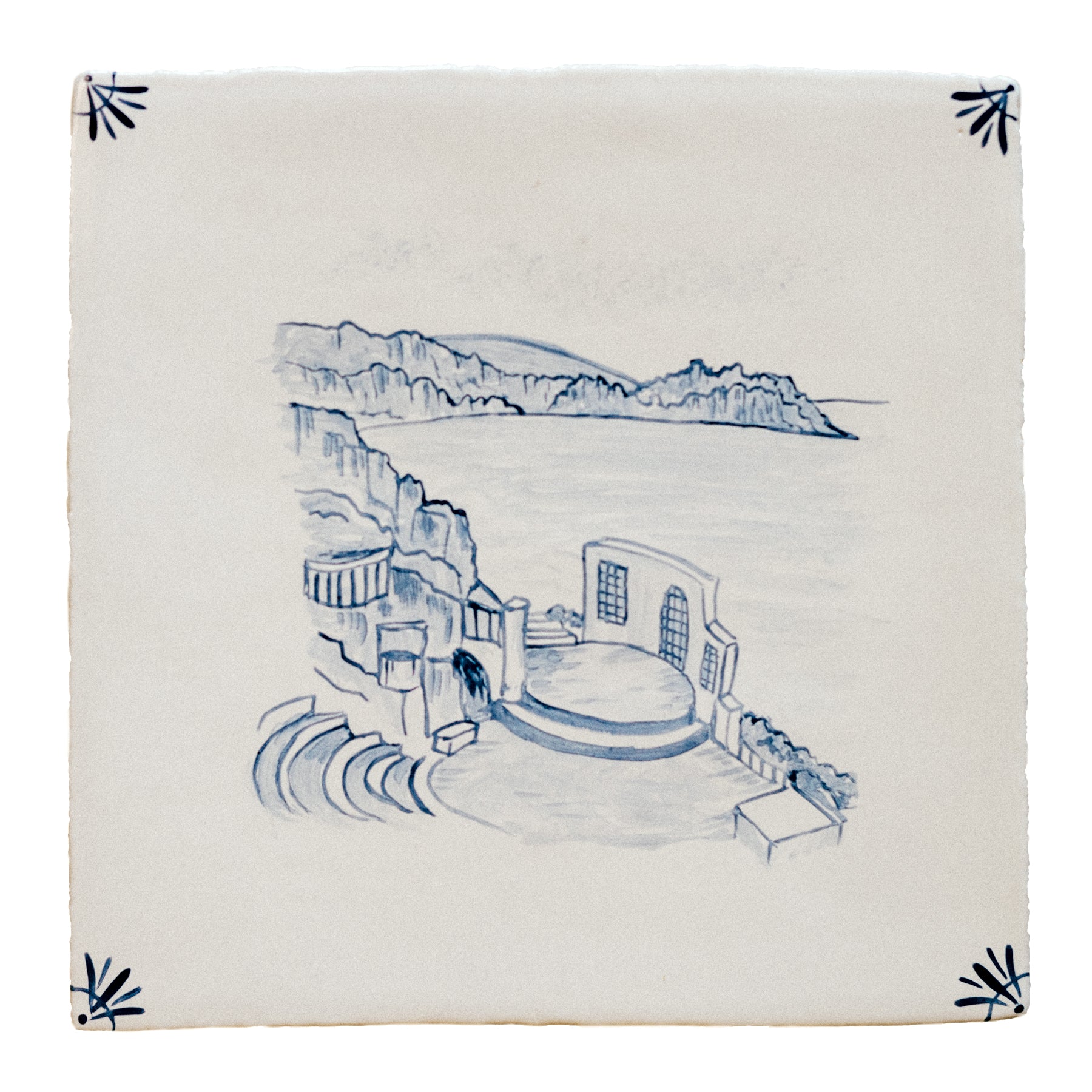 Cornish Delft Minack Theatre hand painted tile