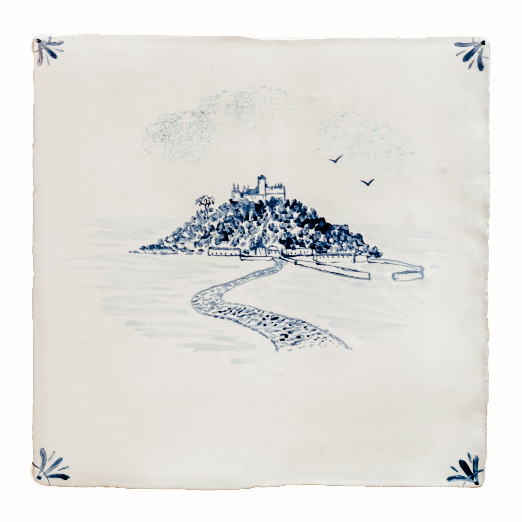 Cornish Delft St Michael's Mount hand painted tile
