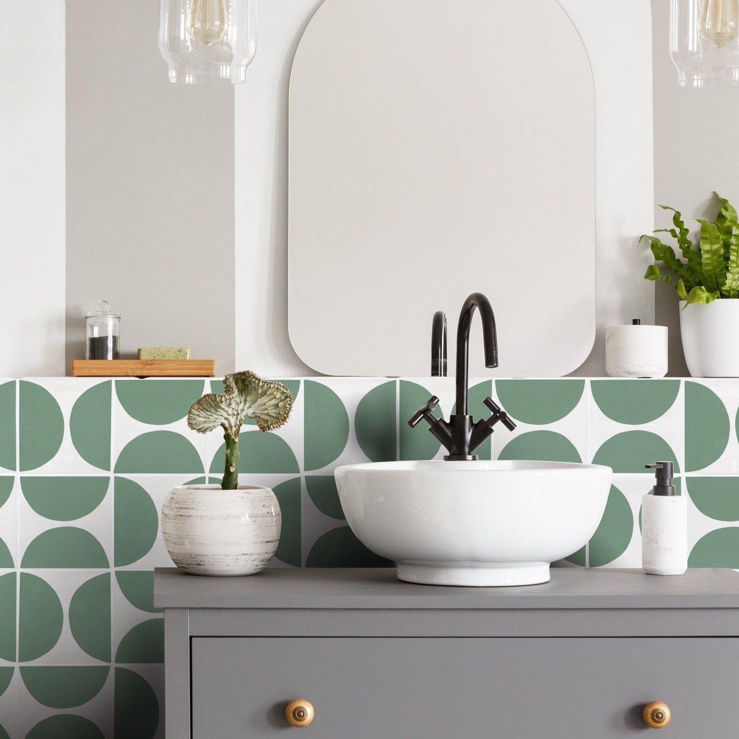 Arc Sea Green wall tile design