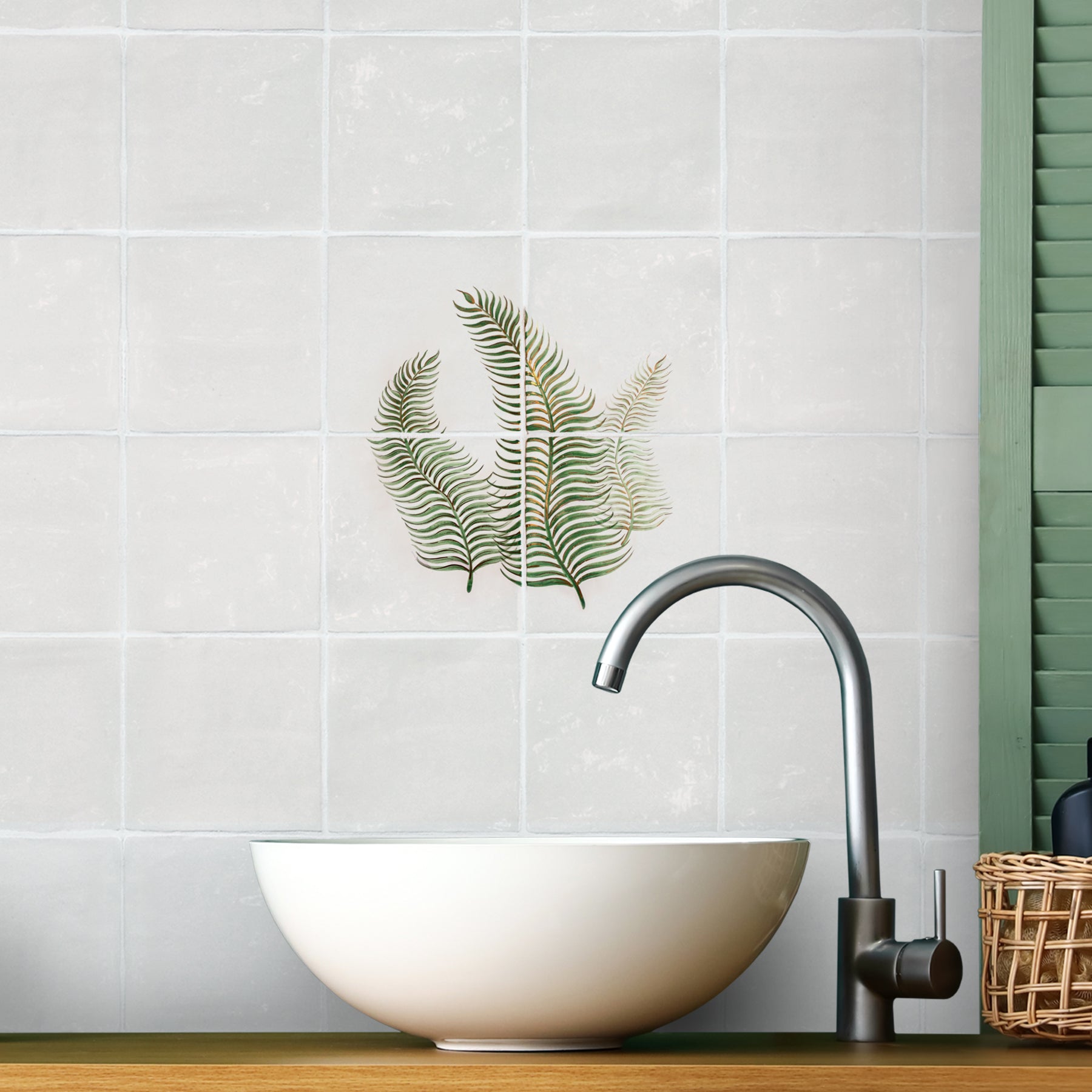 Glasshouse Boston Fern 4 Tile Panel bathroom design