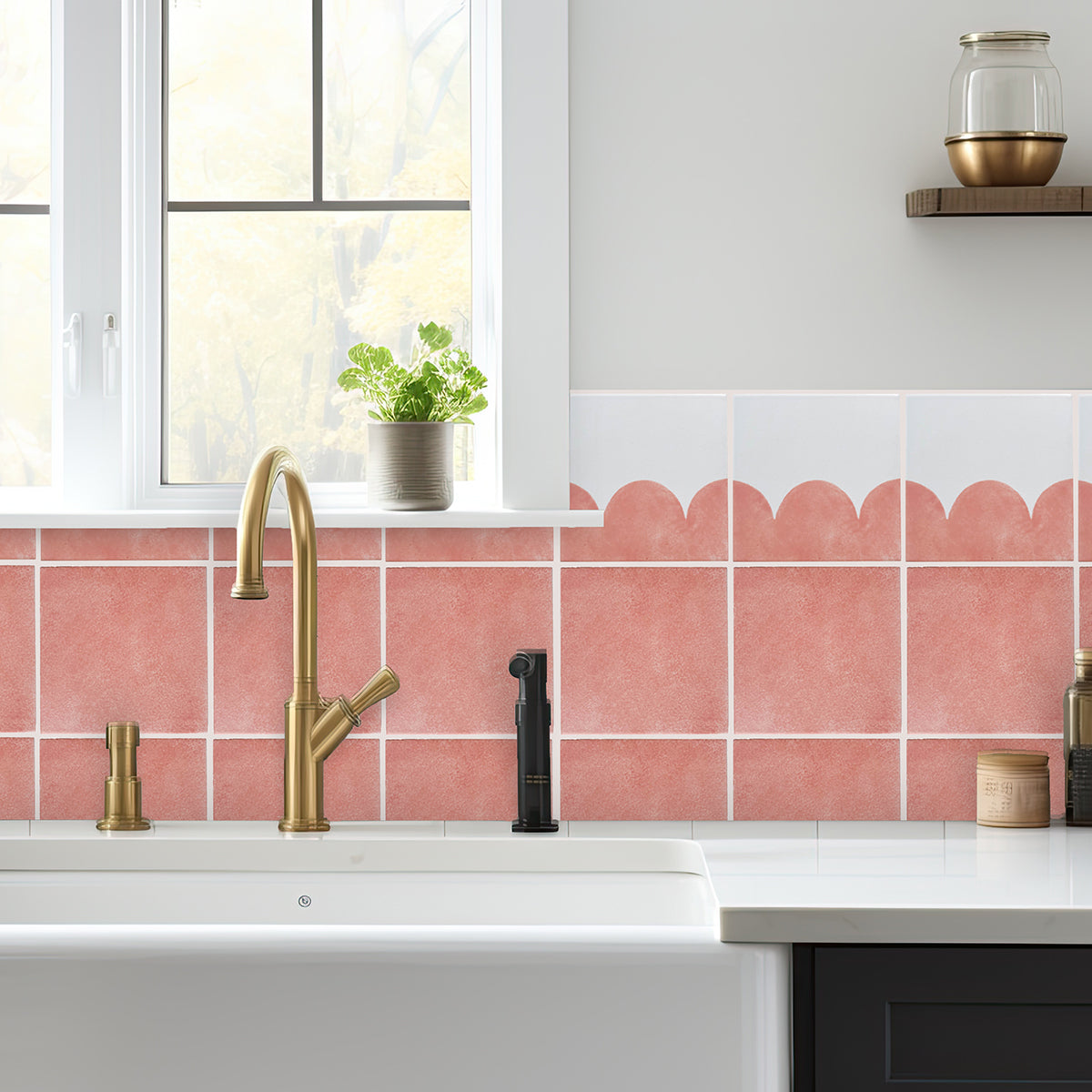Calico Scallop Corner Peach