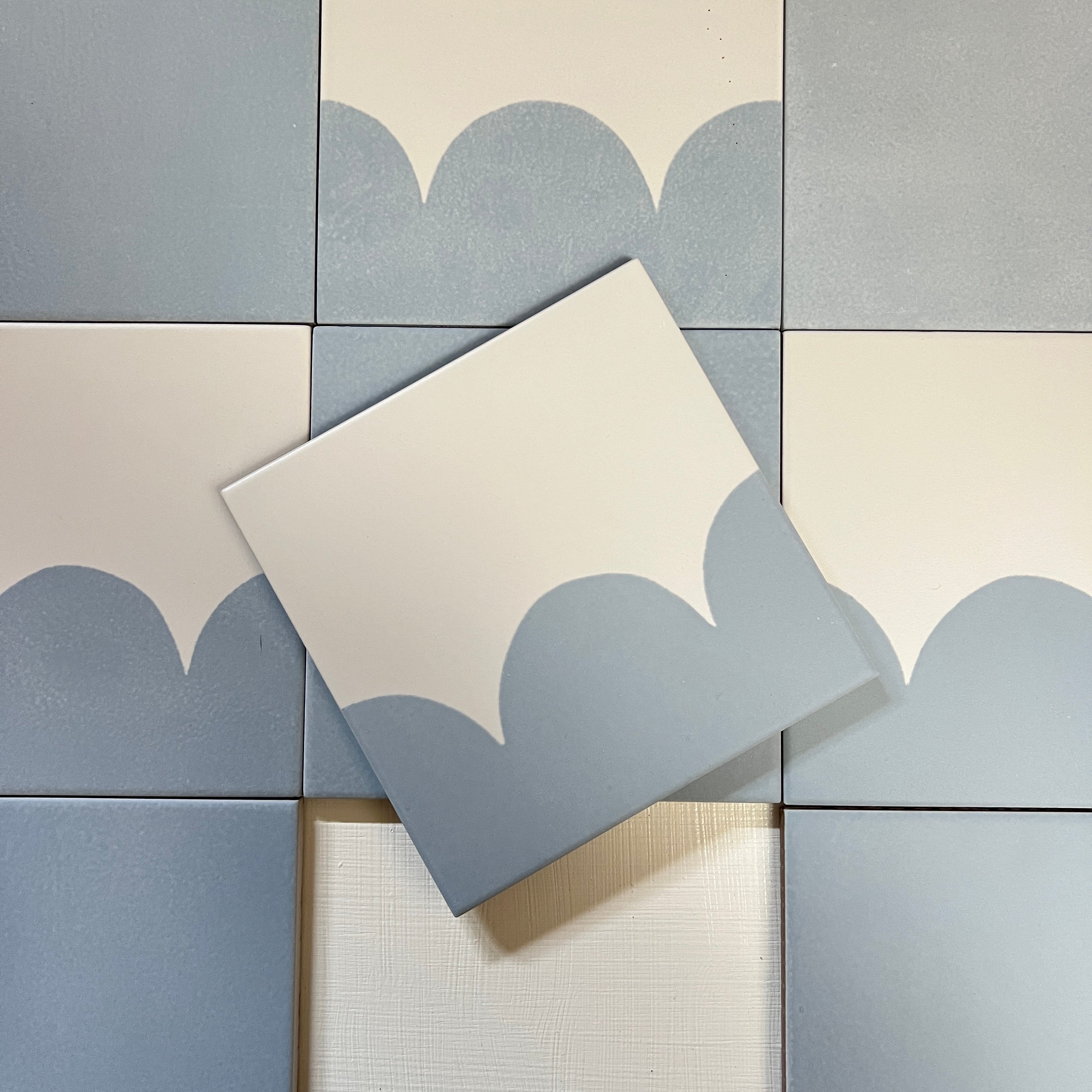 Seconds - Calico Scallop Floor Tile Mix in Speedwell (Matt Finish)