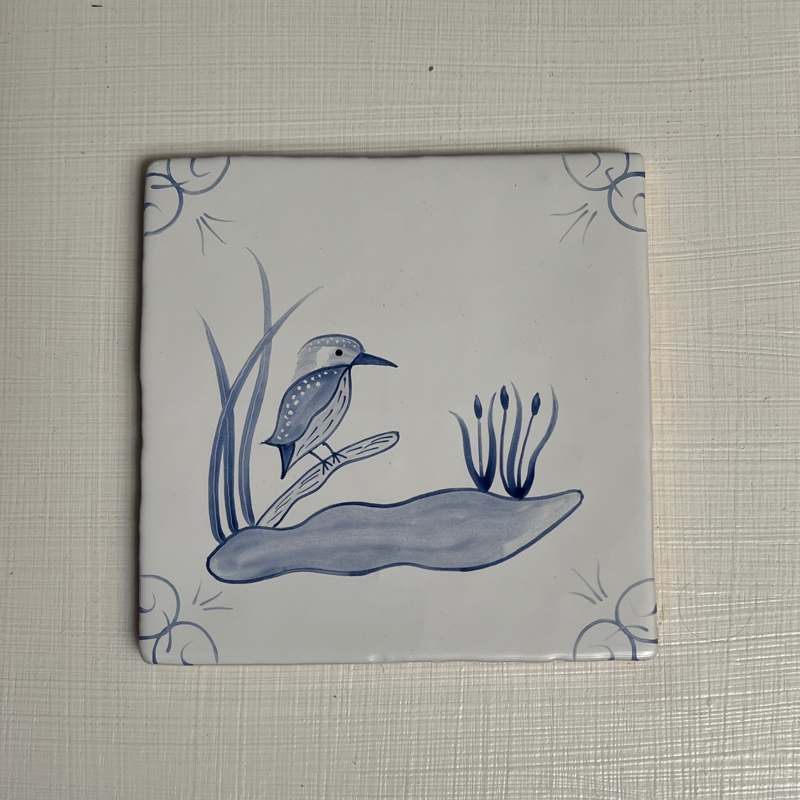 Seconds - English Delft Kingfisher on Cornish
