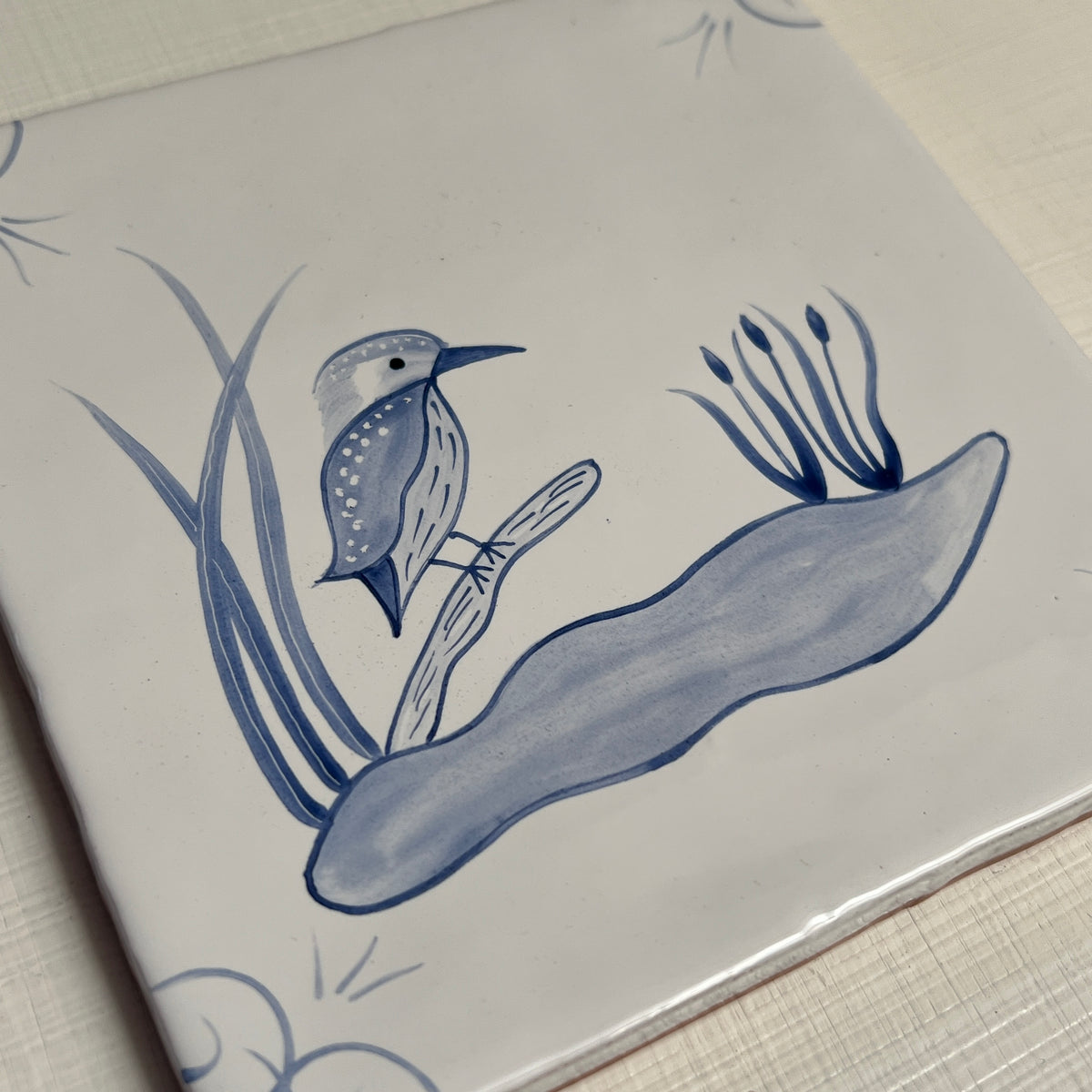 Seconds - English Delft Kingfisher on Cornish