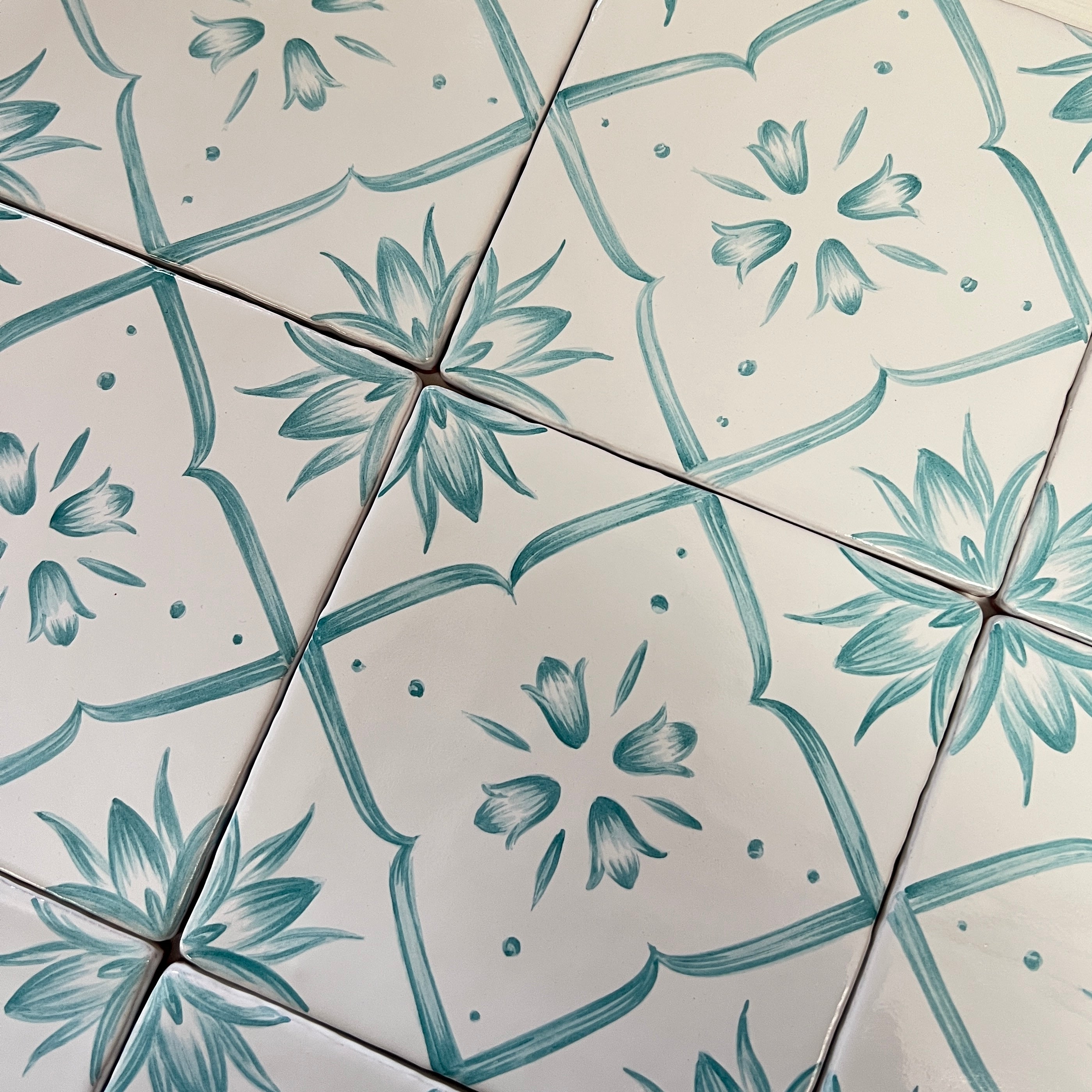 Seconds - Custom Floral Tiles on Cornish White