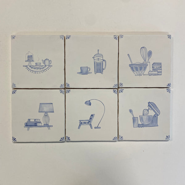 Seconds - Set of 6 Delft Decors on Chalk