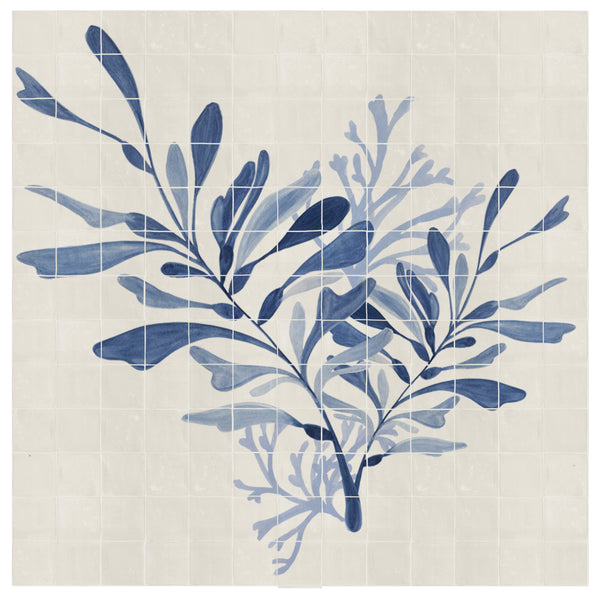 169 Tile - Dancing Seaweed Mural Delft Blue