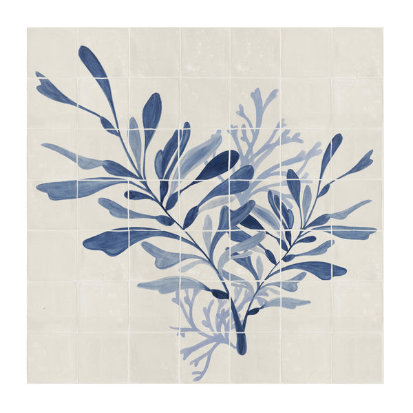 49 Tile - Dancing Seaweed Mural Delft Blue