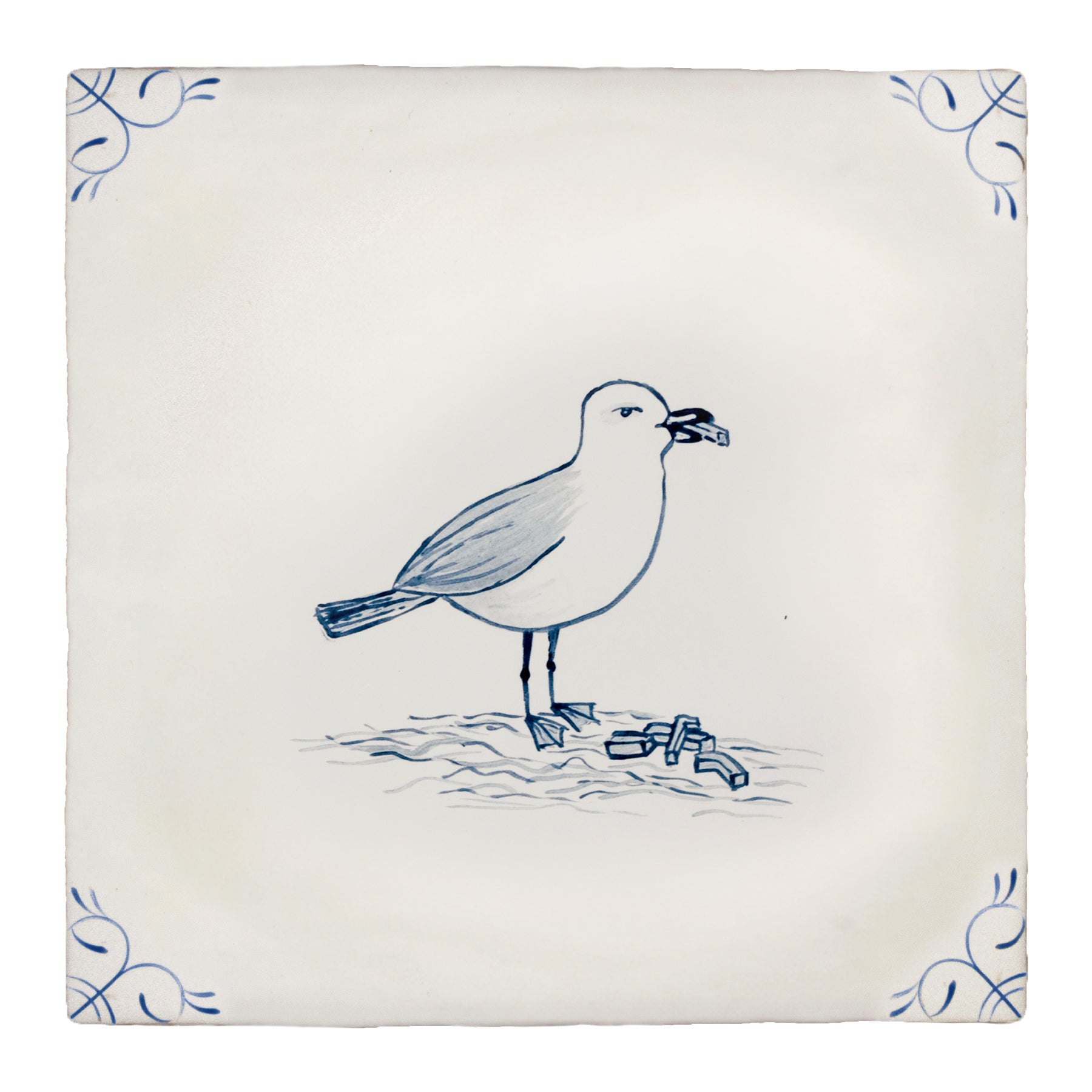 Cornish Delft Seagull with Chips