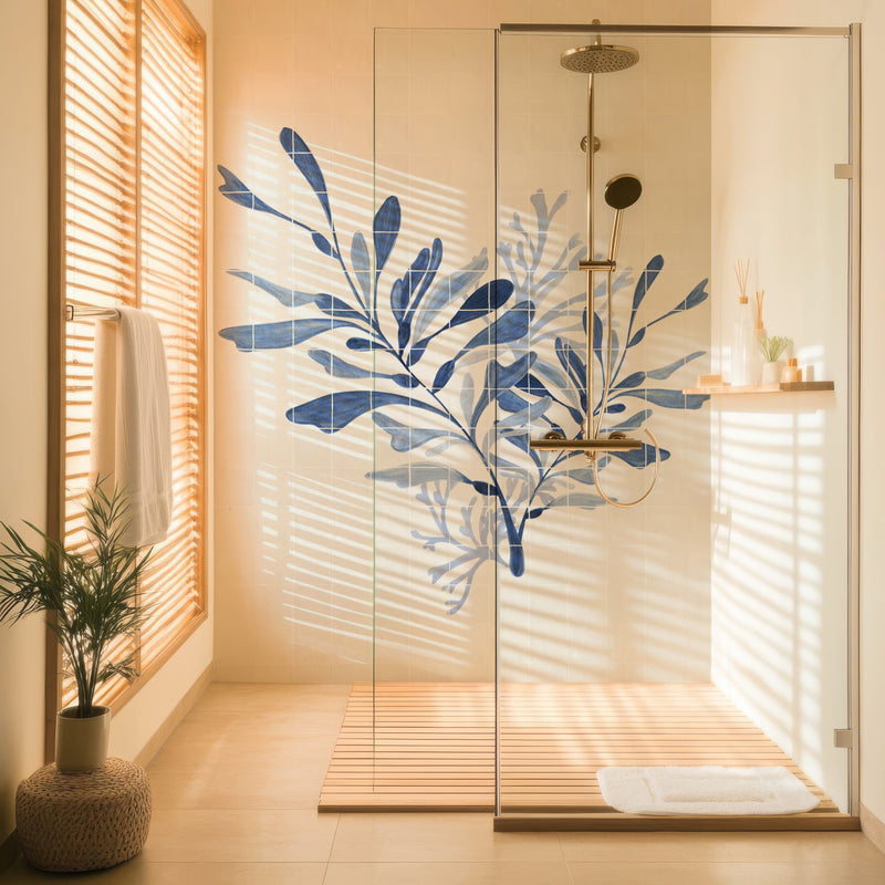 169 Tile - Dancing Seaweed Mural Delft Blue