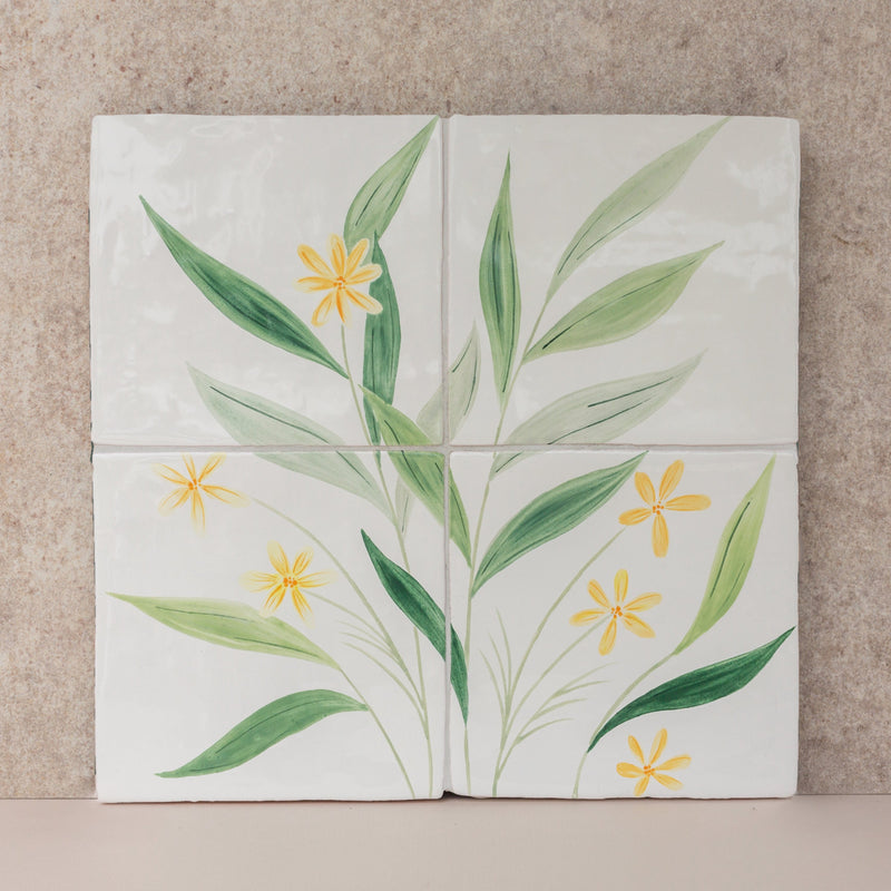 Willow 4 Tile Mural Yellow