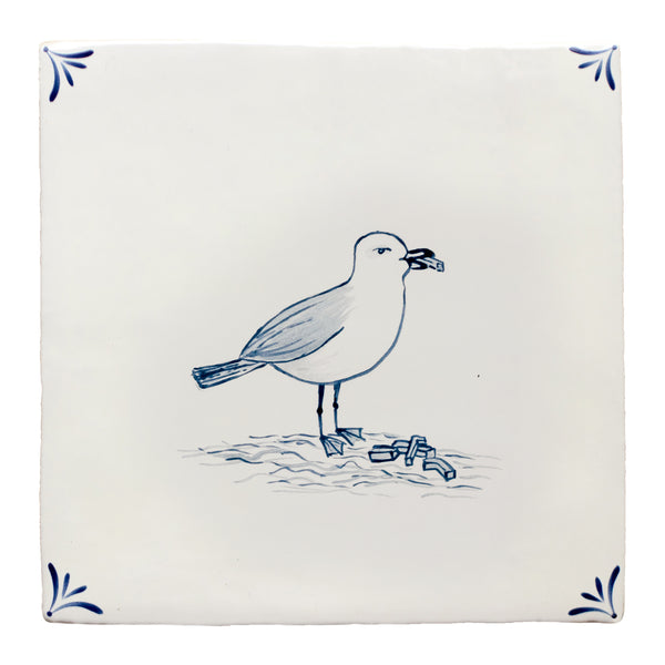 Cornish Delft Seagull with Chips