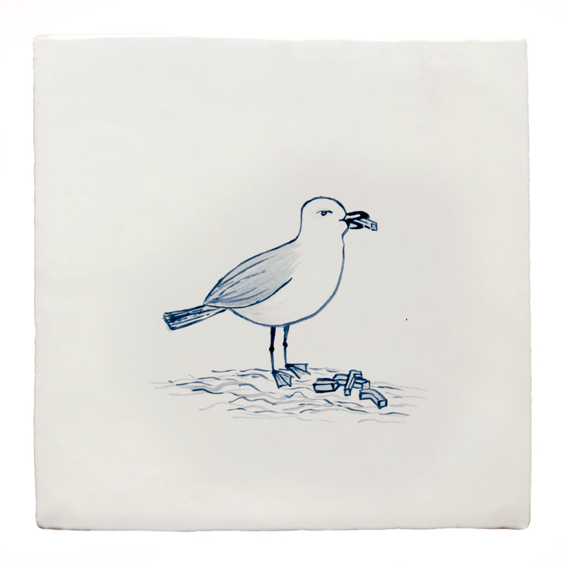Cornish Delft Seagull with Chips