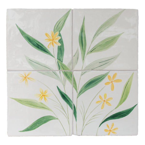 Willow 4 Tile Mural Yellow