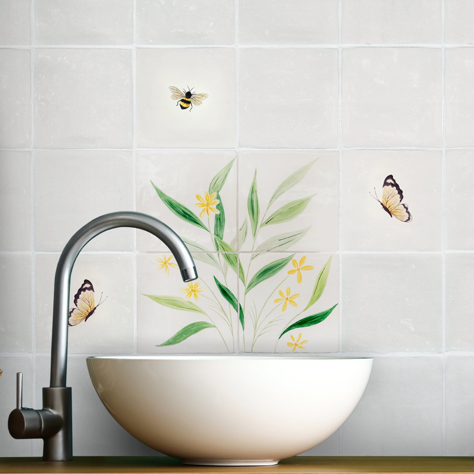 26 x 26cm Willow Mural in Yellow