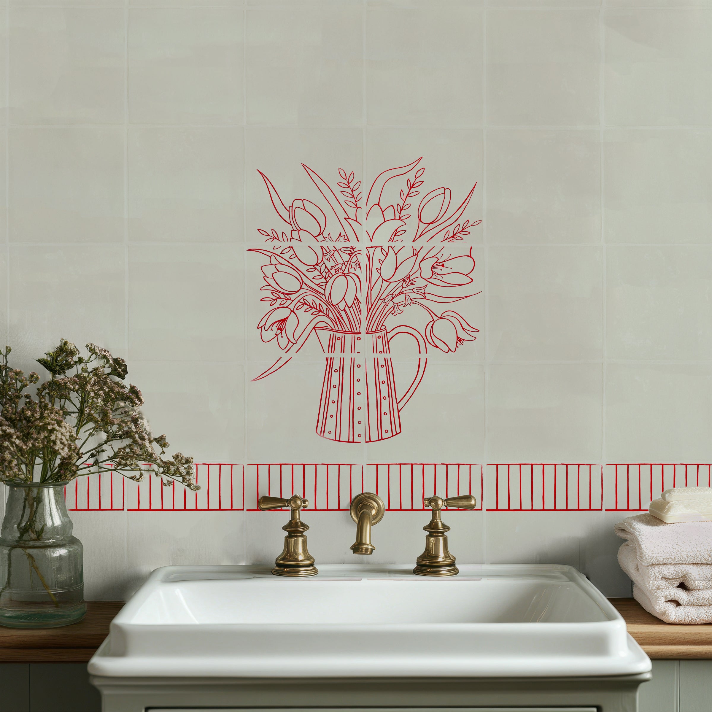 16x39cm Columbia Road Mural in Berry