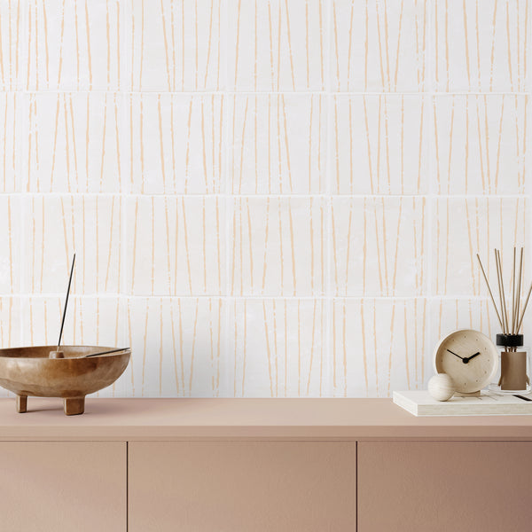 Birch in Cream tiled to create vertical lines