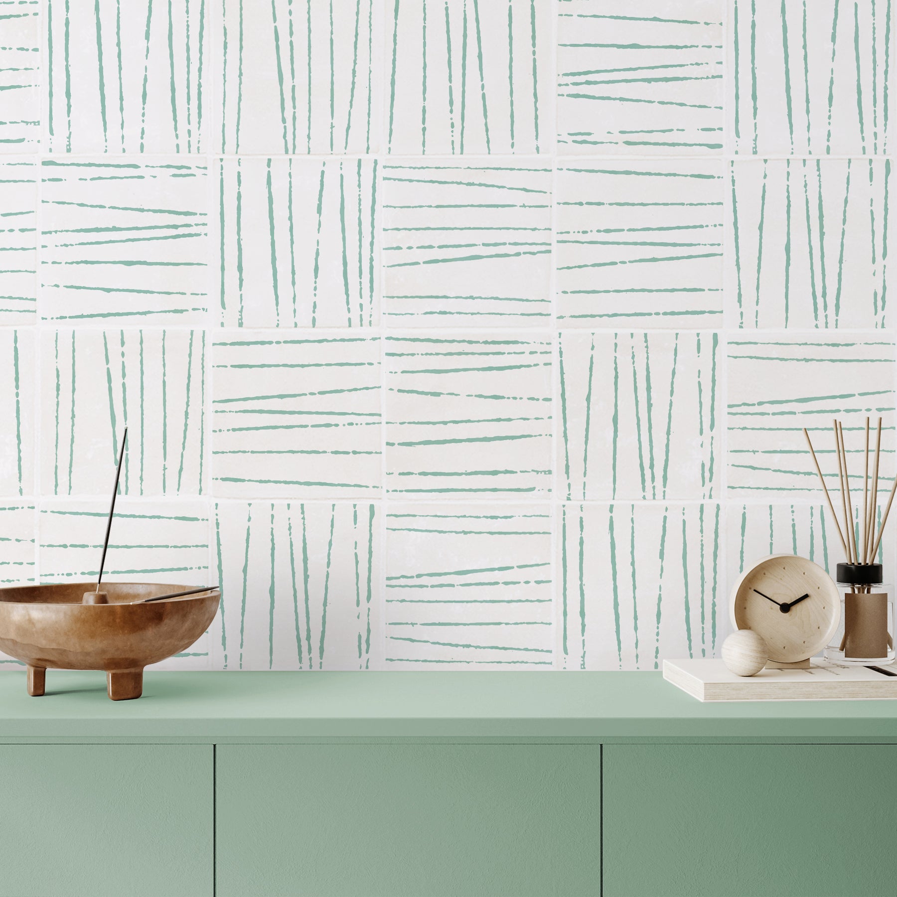 Birch tiles in Fern in random mix layout