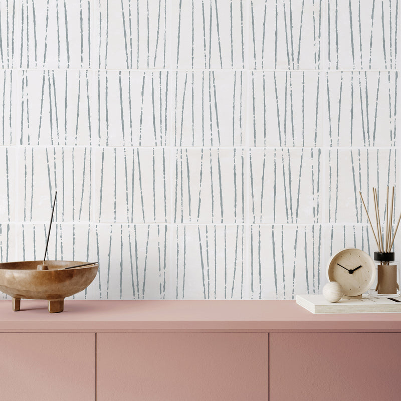 Kitchen wall tiled with Birch Pebble