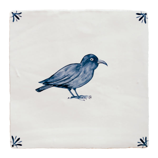 Cornish Delft Chough Bird Tile