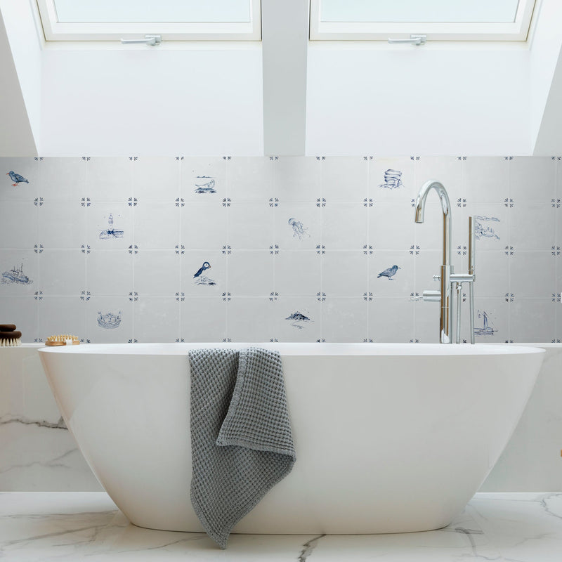 Cornish Delft Chough Bathroom Tile