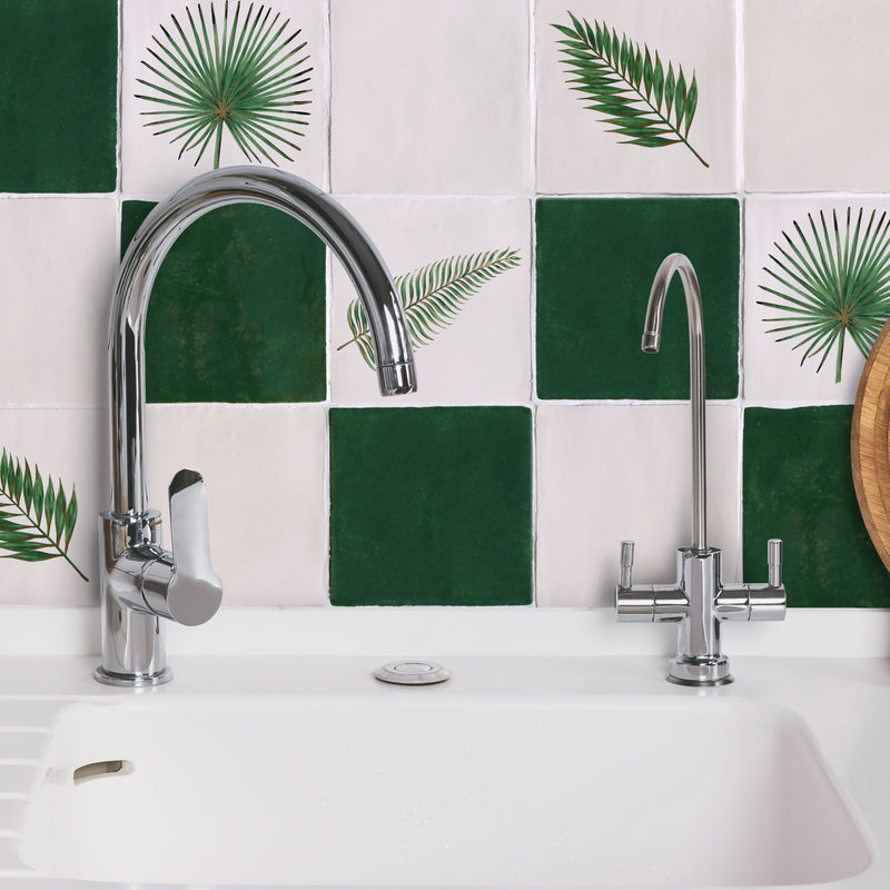Glasshouse Spruce green hand painted wall tiles