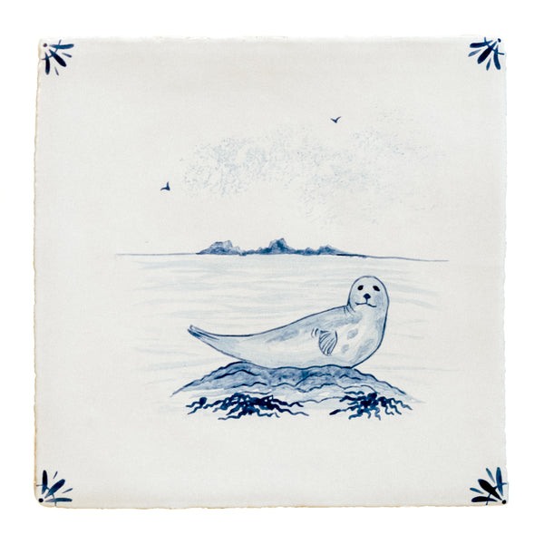 Cornish Delft Seal hand painted tile