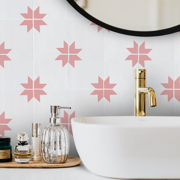 Stargazy Blossom tiles in bathroom