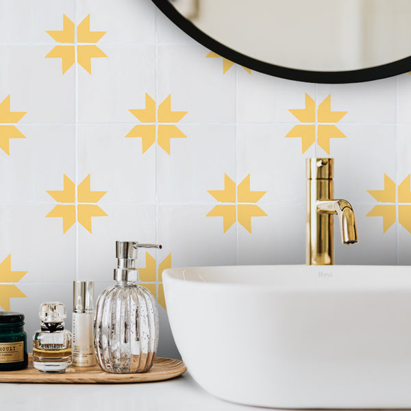 Stargazy Citrus tile as bathroom splash back