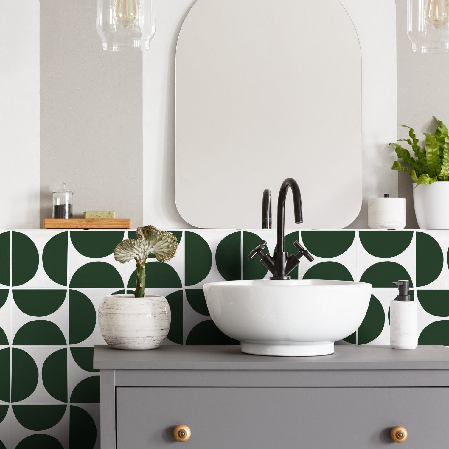 Arc Bottle Green Bathroom Tile