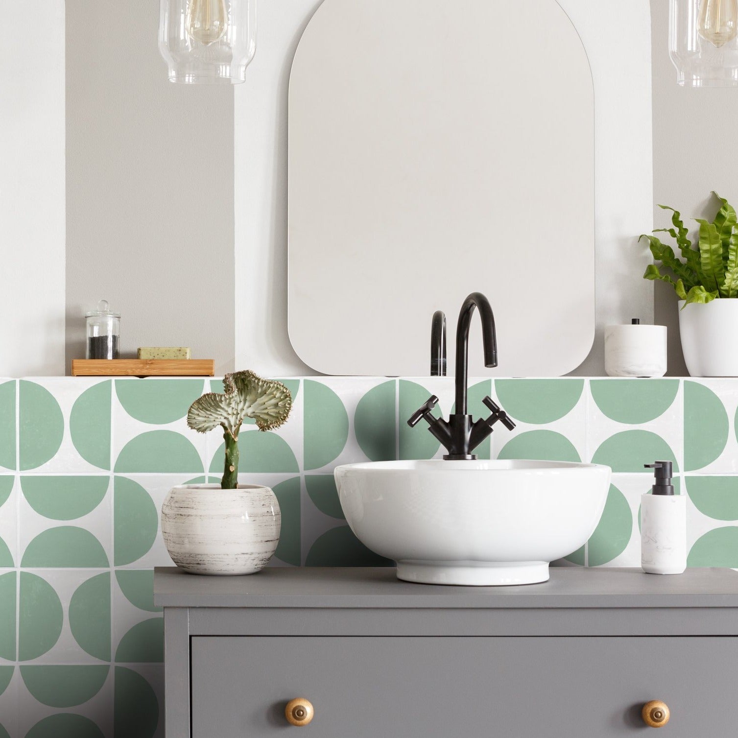 Arc Fern green wall tiles